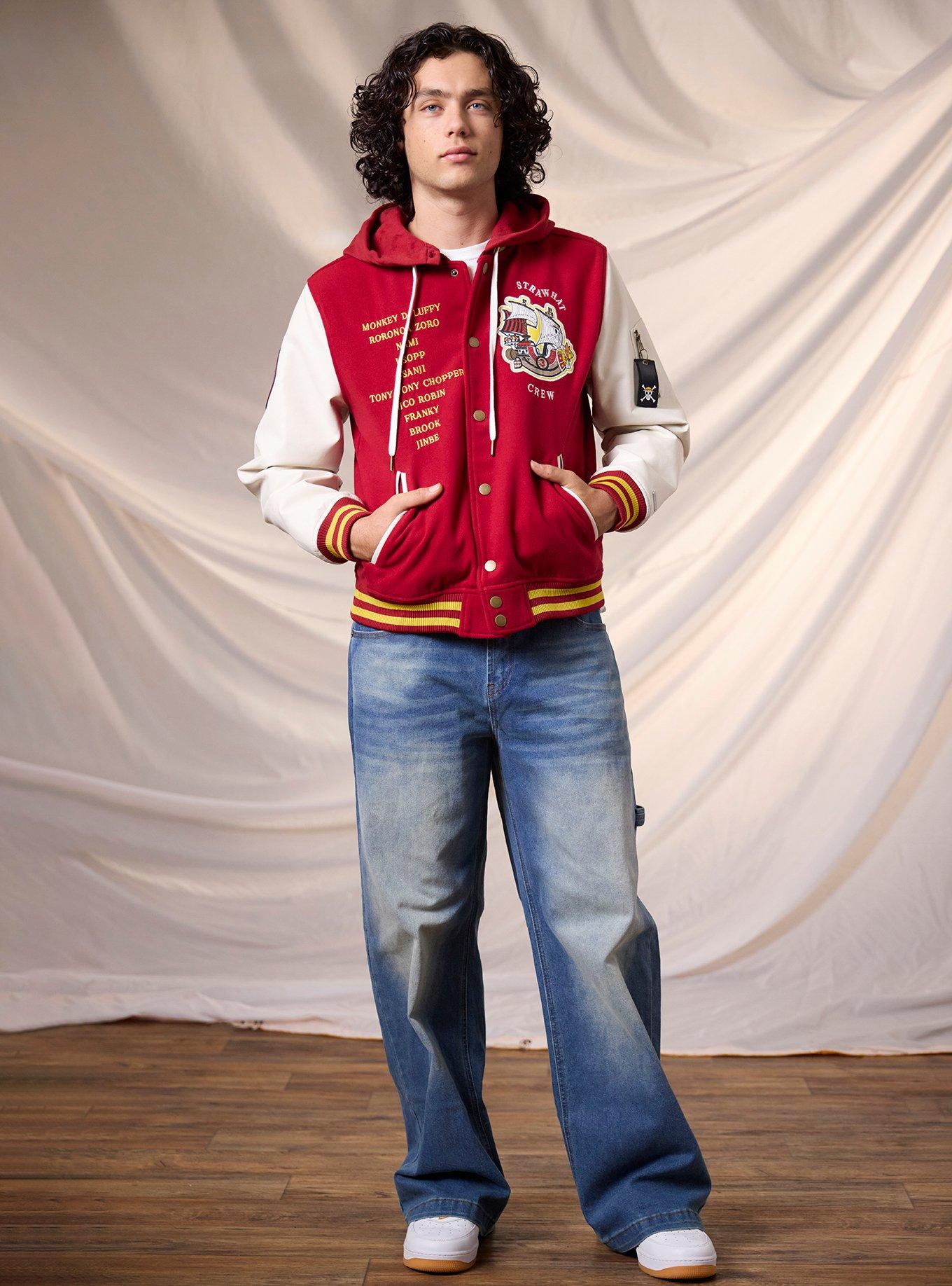 One Piece Thousand Sunny Varsity Jacket, RED, alternate