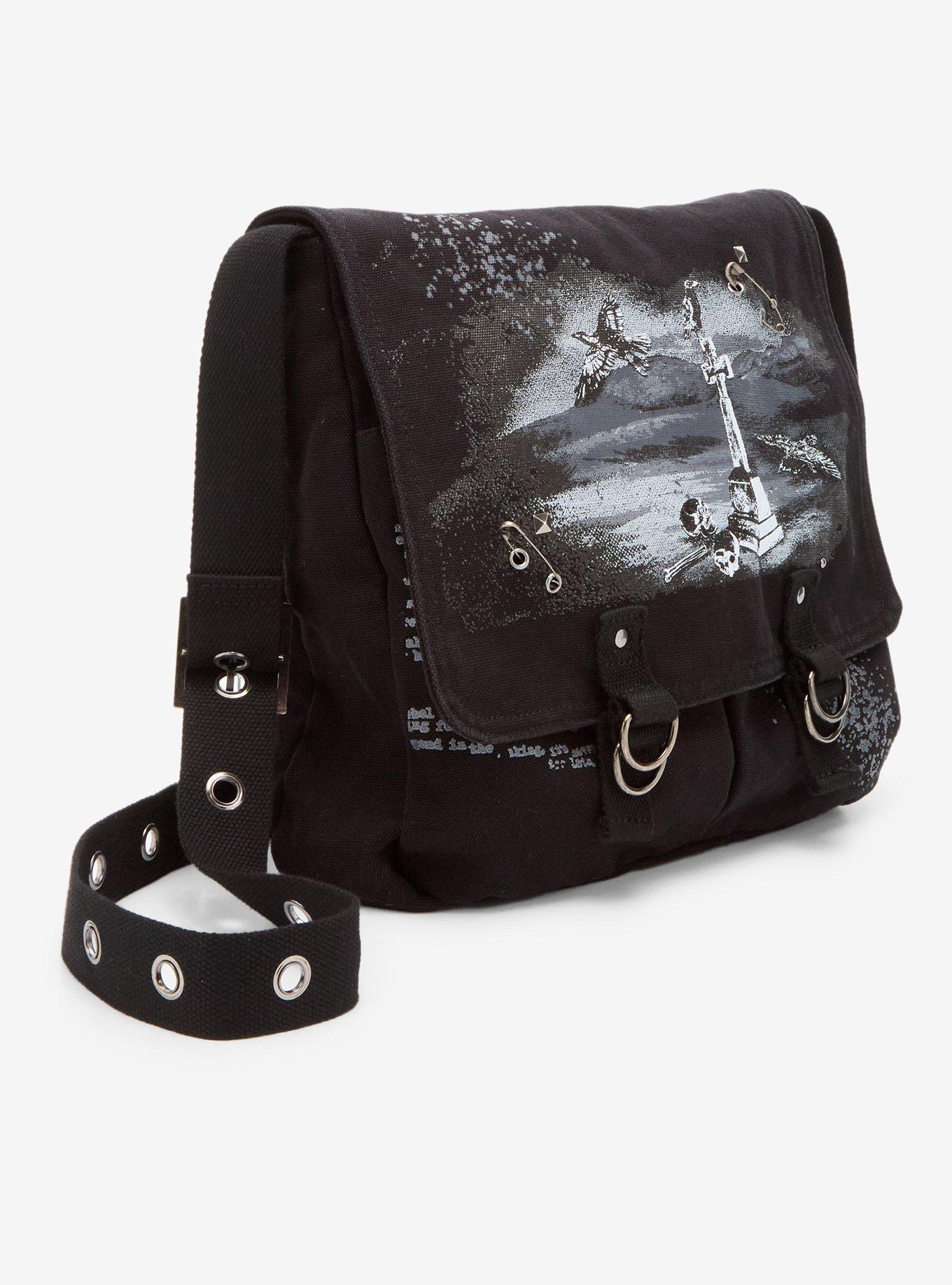 Raven Graveyard Grommet Messenger Bag, , hi-res