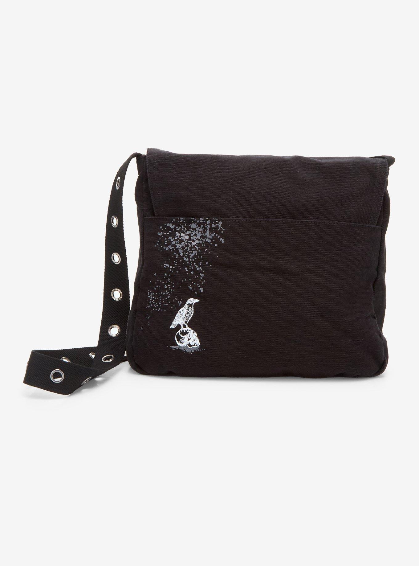 Raven Graveyard Grommet Messenger Bag, , alternate
