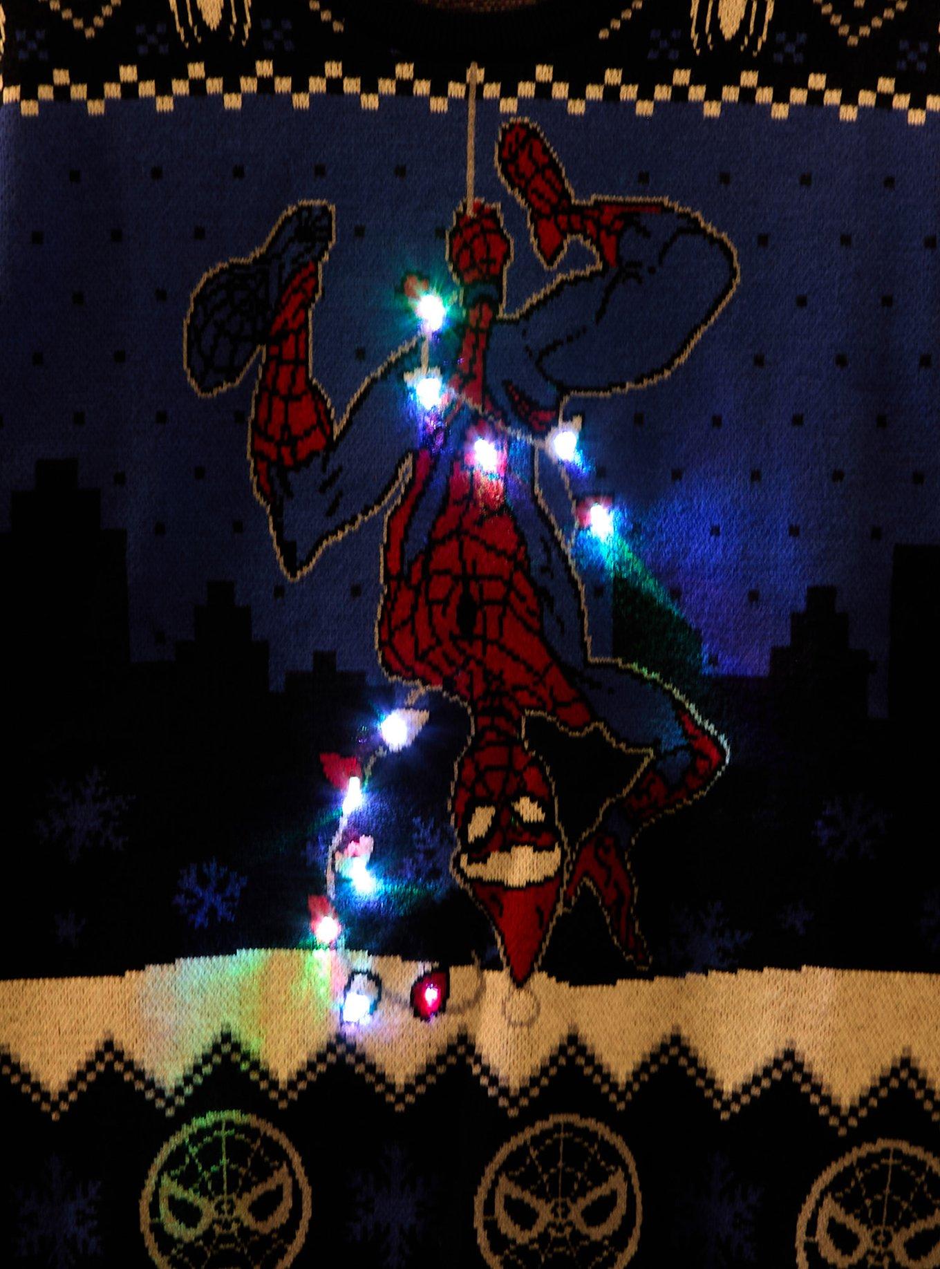 Marvel Spider-Man Light-Up Holiday Sweater - BoxLunch Exclusive, MULTI, alternate