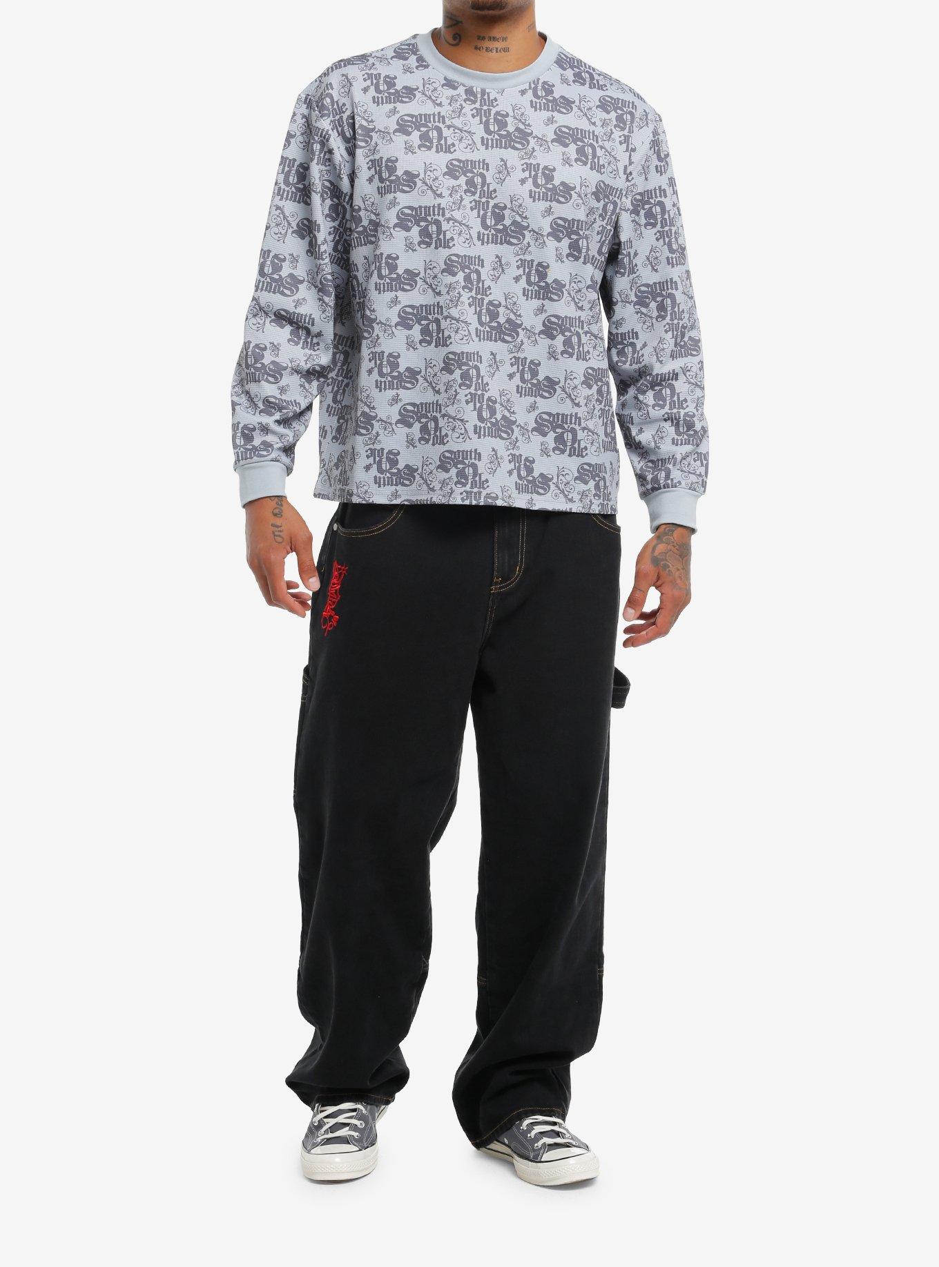 Southpole Grey Allover Logo Thermal Long-Sleeve Shirt, , hi-res