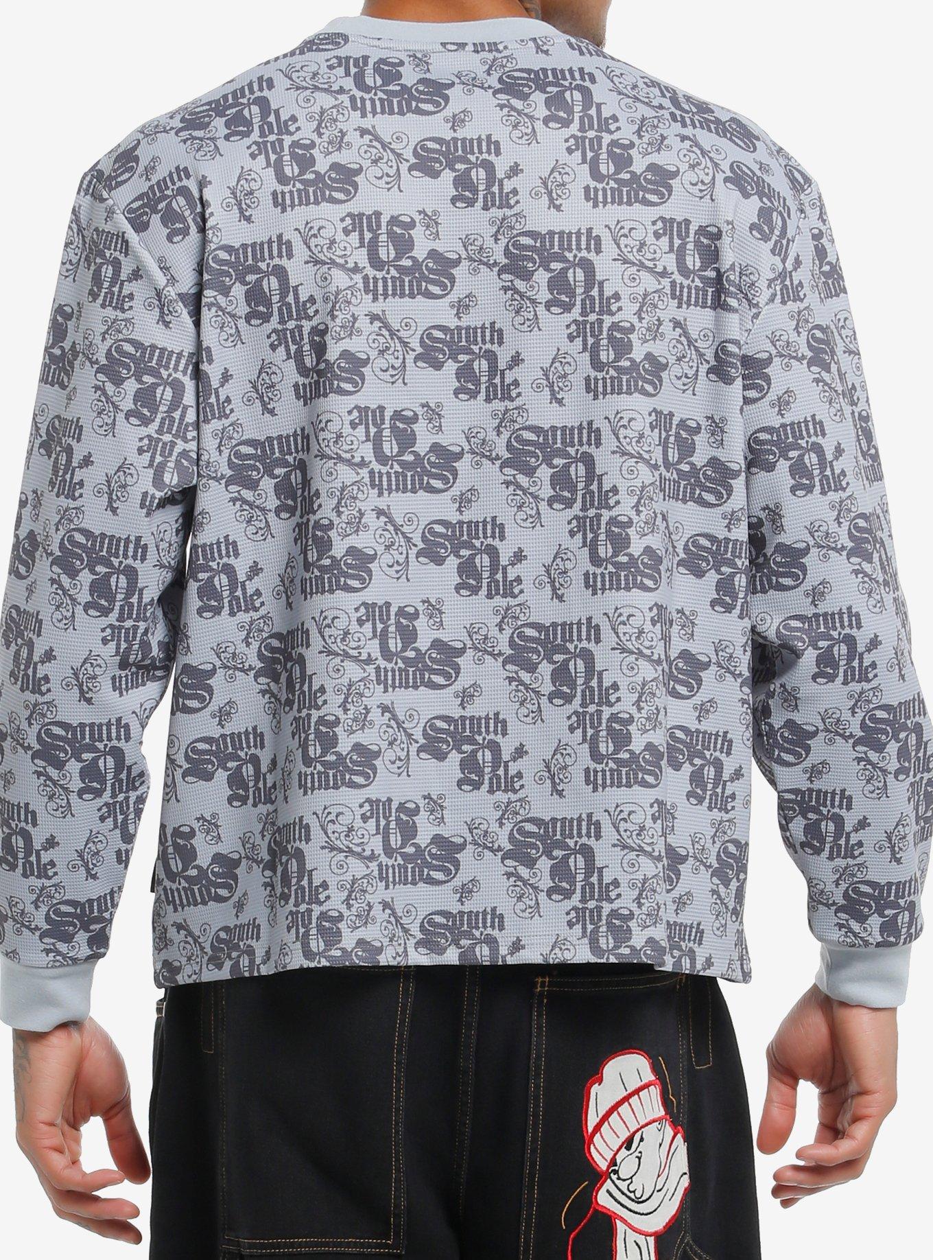 Southpole Grey Allover Logo Thermal Long-Sleeve Shirt, GREY, alternate