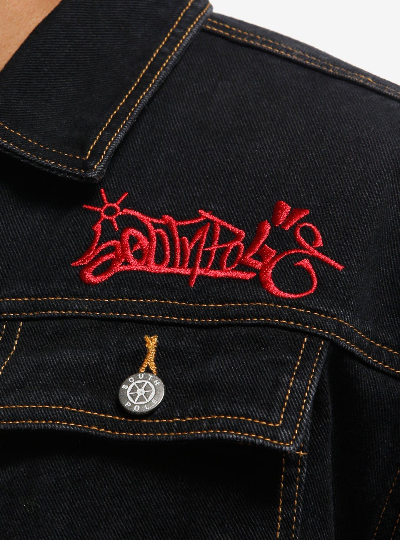 Southpole Logo Black Denim Jacket, RED, alternate