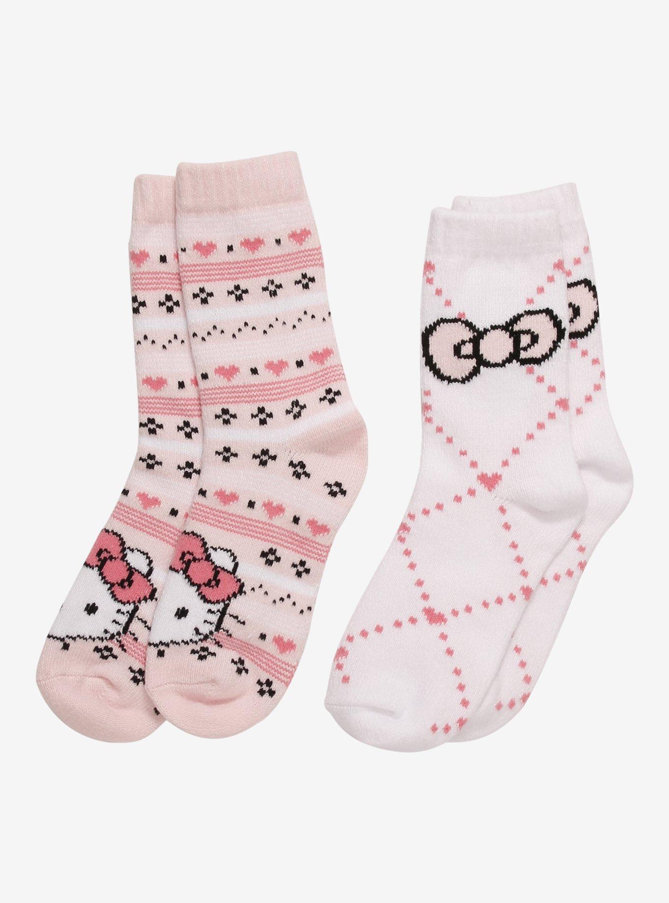 Hello Kitty Fair Isle Cozy Crew Socks 2 Pair, , hi-res
