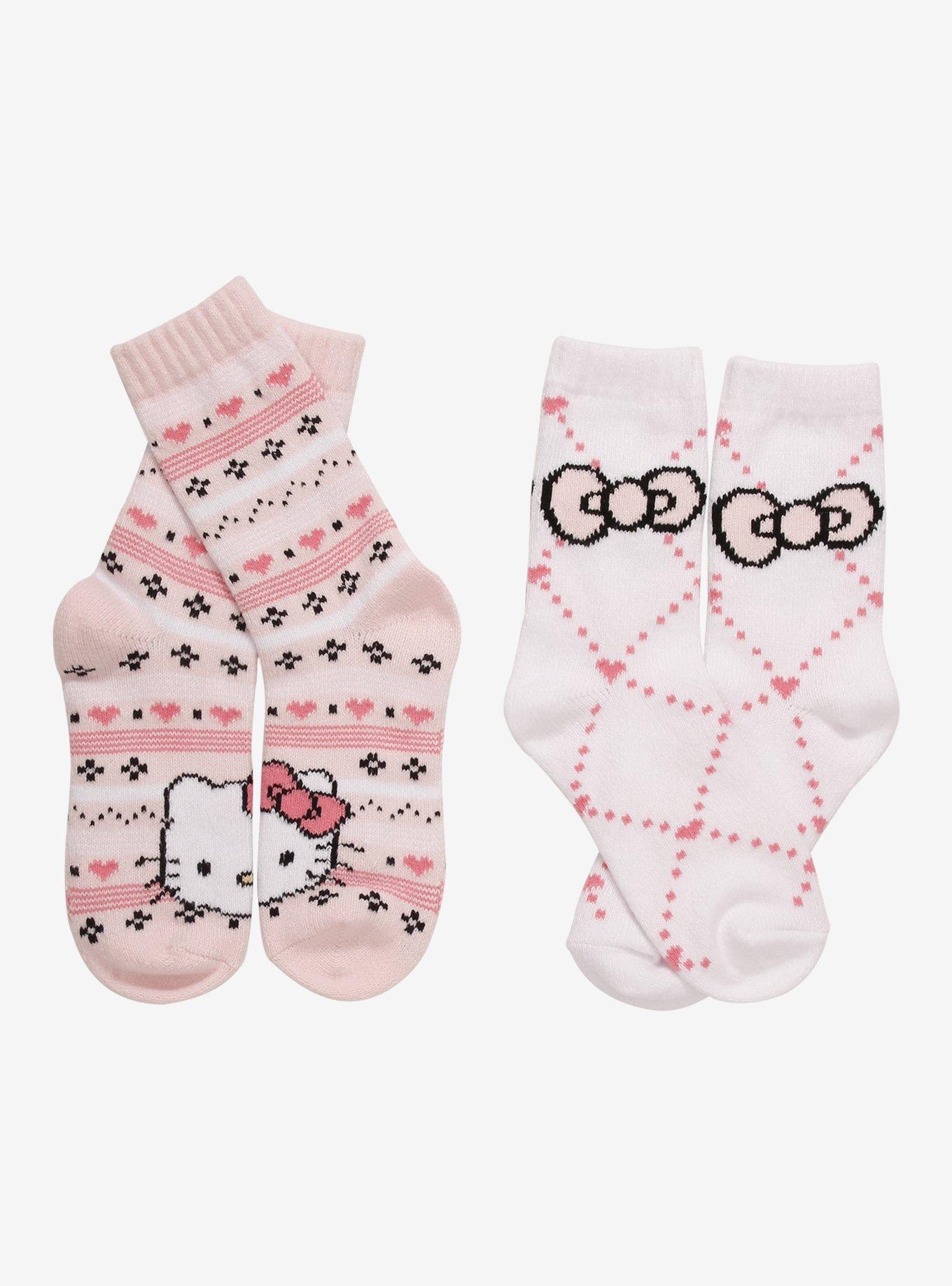 Hello Kitty Fair Isle Cozy Crew Socks 2 Pair, , alternate
