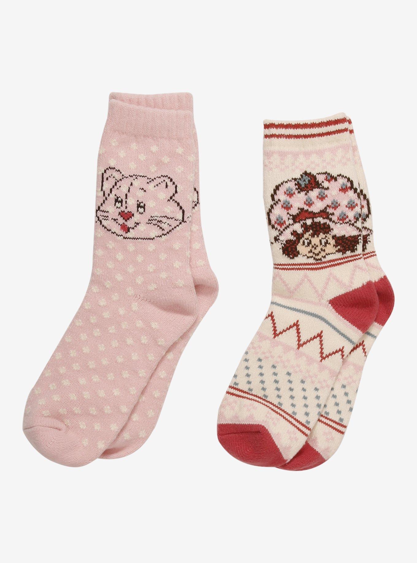 Strawberry Shortcake & Custard Fair Isle Cozy Crew Socks 2 Pair, , hi-res