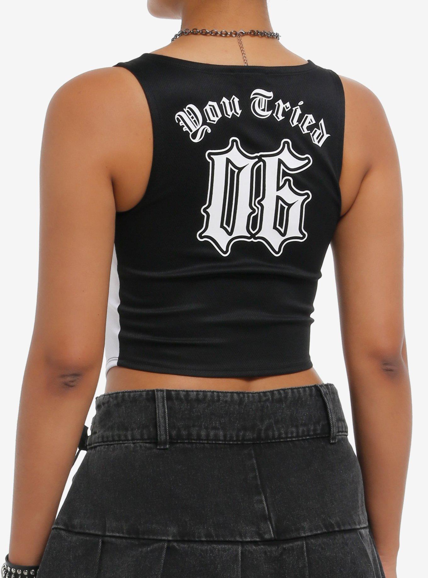 Black & White Unbothered Jersey Girls Corset Tank Top, , hi-res