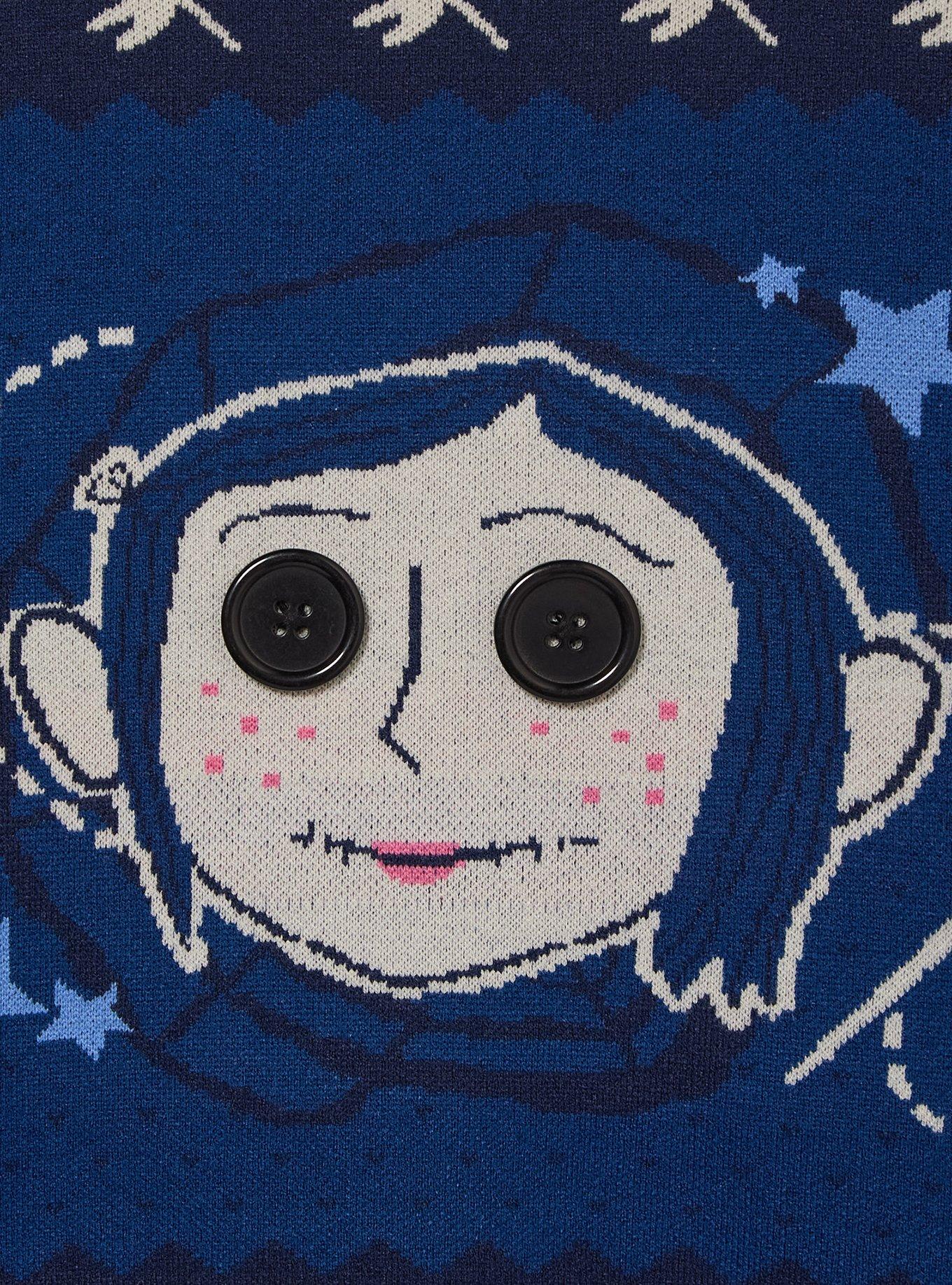 Coraline Doll Button Eyes Holiday Sweater &mdash; BoxLunch Exclusive, MULTI, alternate
