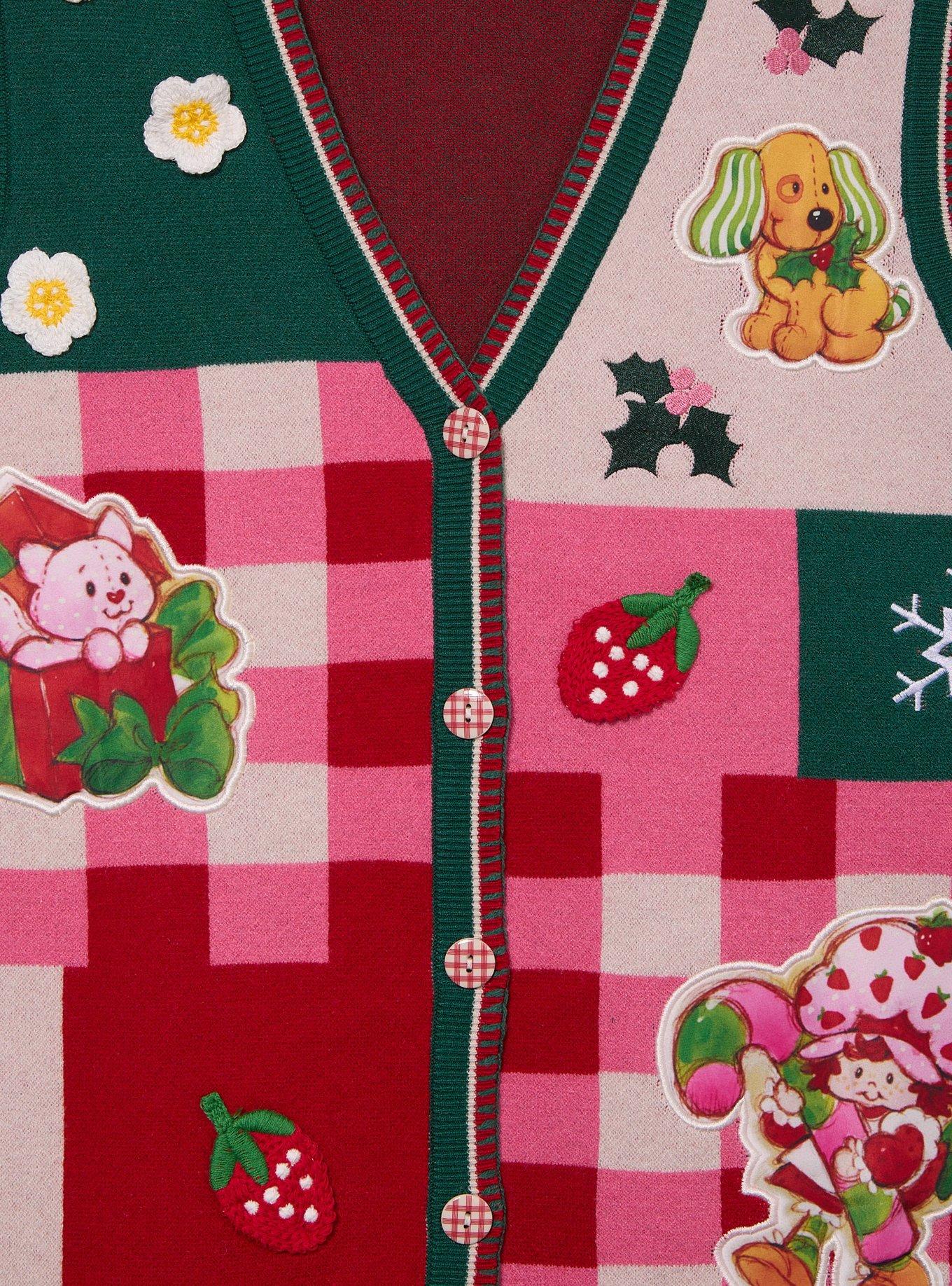 Strawberry Shortcake Holiday Patchwork Women's Sweater Vest - BoxLunch Exclusive, , hi-res