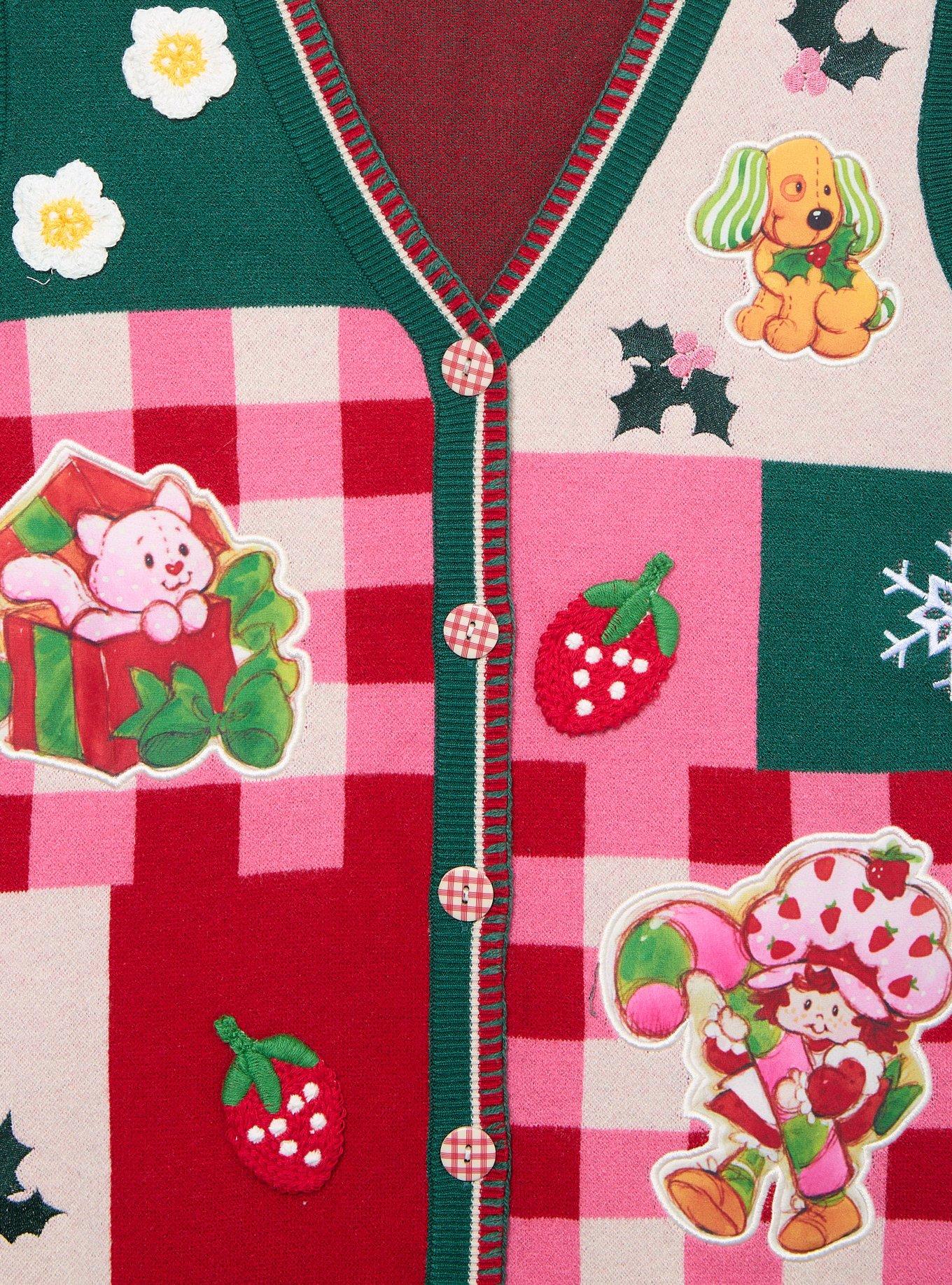 Strawberry Shortcake Holiday Patchwork Women's Plus Size Sweater Vest - BoxLunch Exclusive, , hi-res