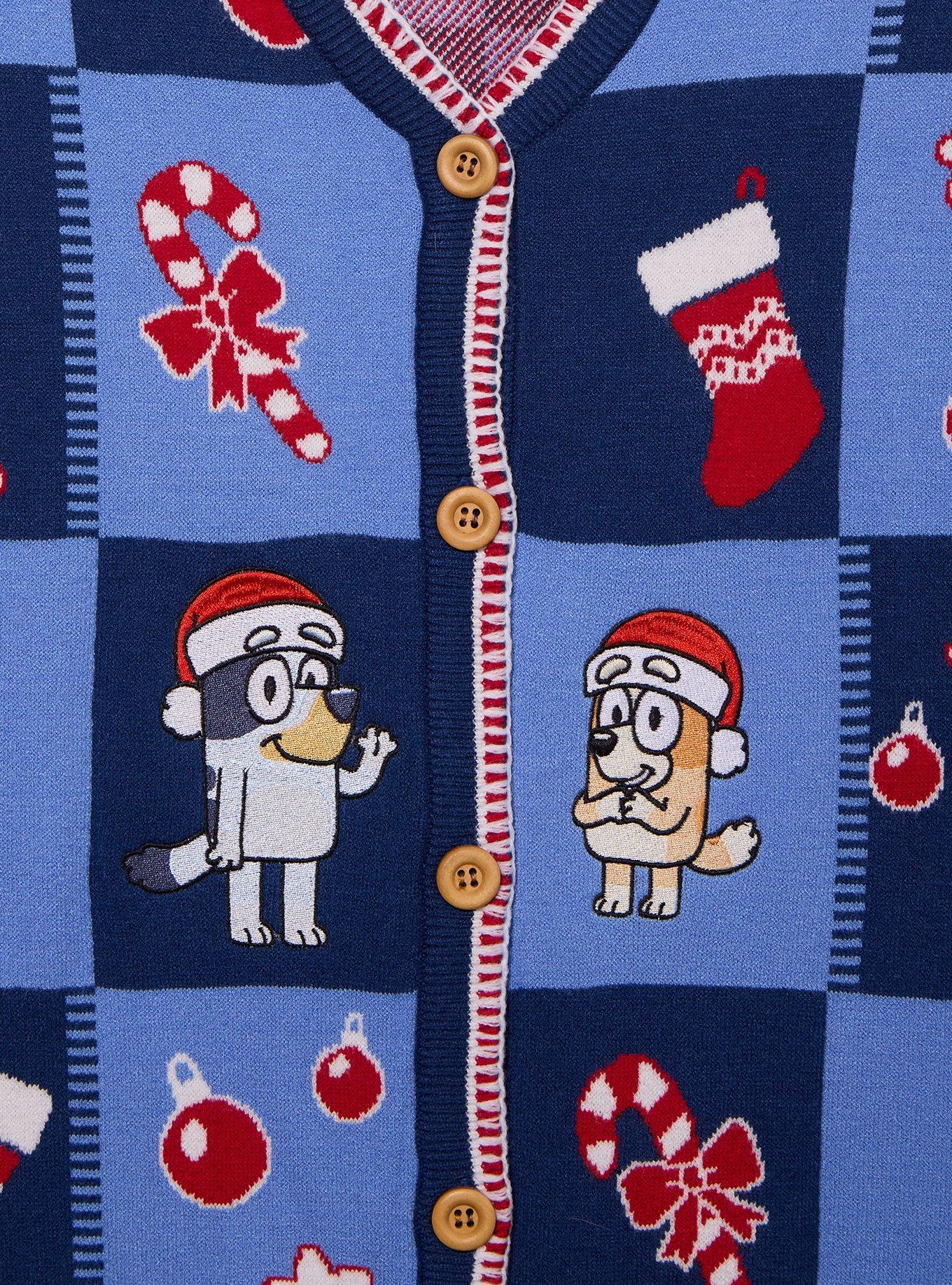 Bluey Bingo & Bluey Holiday Icons Plus Size Sweater Vest - BoxLunch Exclusive, BLUE, alternate