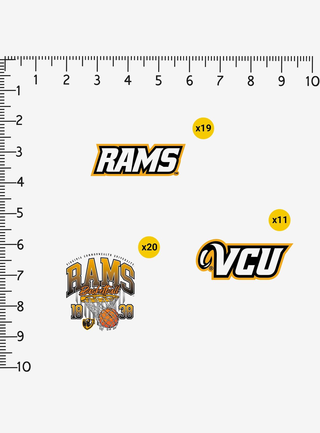 VCU Rams Basketball 100Ct Sticker Pack, , alternate