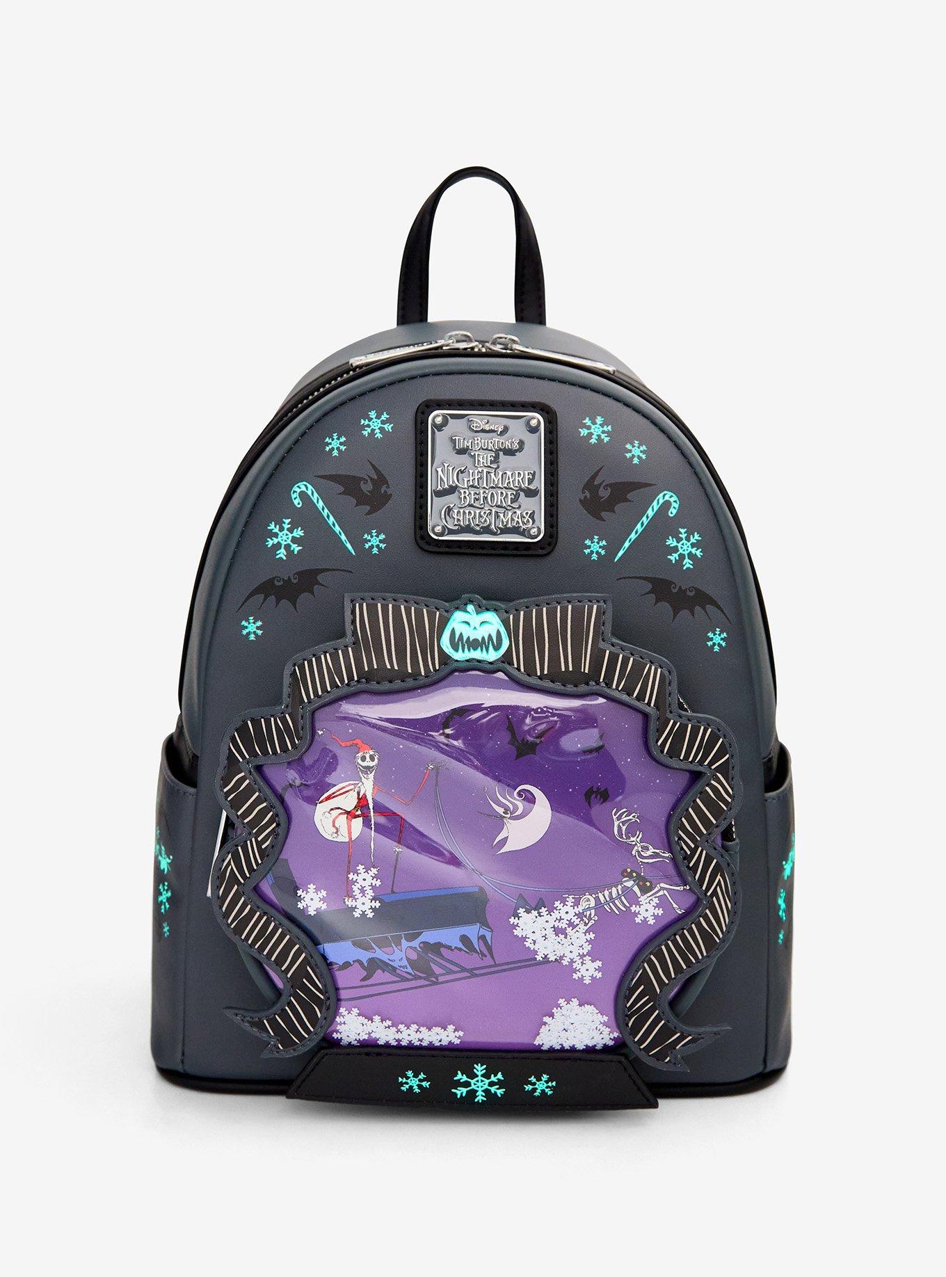 Loungefly Disney The Nightmare Before Christmas Sleigh Ride Snow Globe Glow-in-the-Dark Mini Backpack - BoxLunch Exclusive, , hi-res