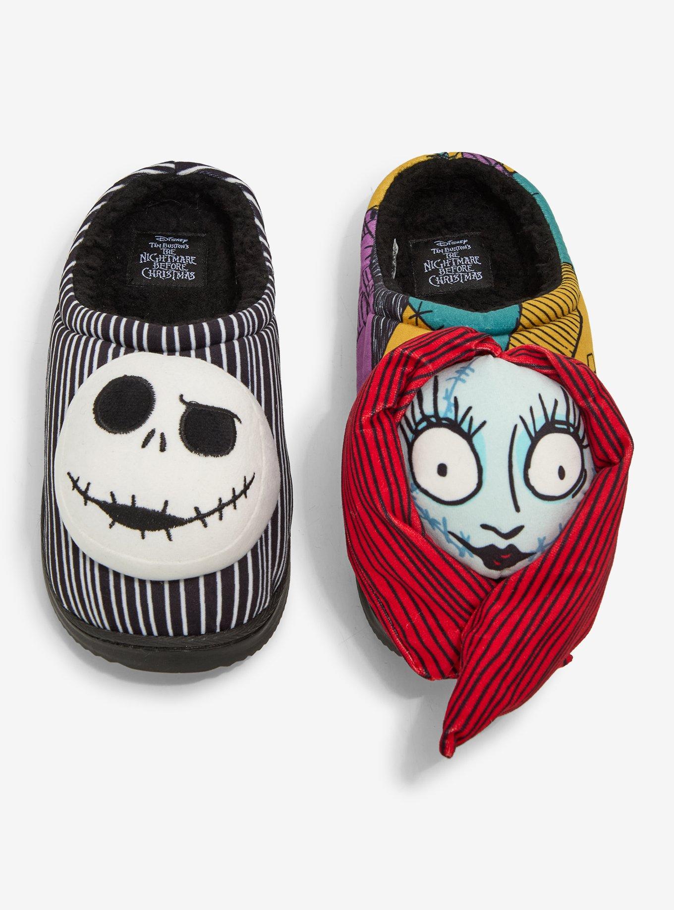 The Nightmare Before Christmas Jack & Sally Mismatch Plush Slippers, , hi-res