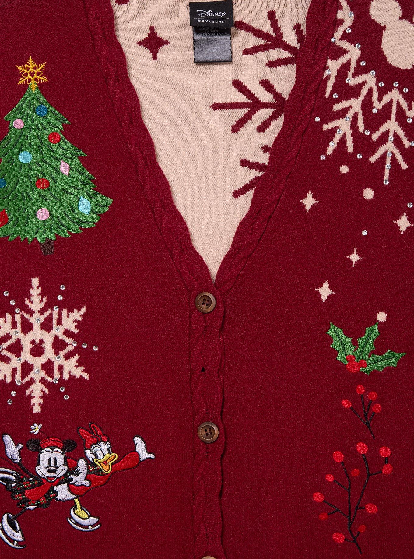 Disney Minnie & Daisy Holiday Women's Plus Size Cardigan - BoxLunch Exclusive, RED, alternate