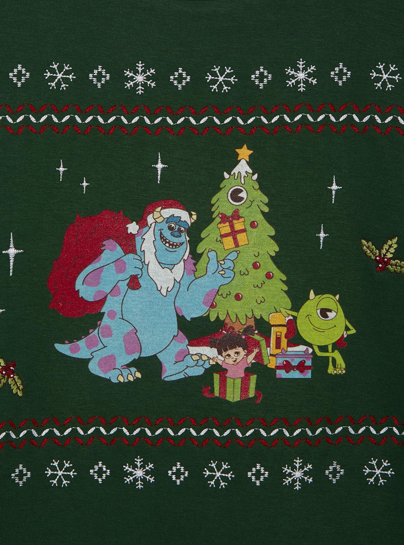 Disney Pixar Monsters, Inc. Sulley, Mike, & Boo Holiday Crewneck - BoxLunch Exclusive, FOREST, alternate