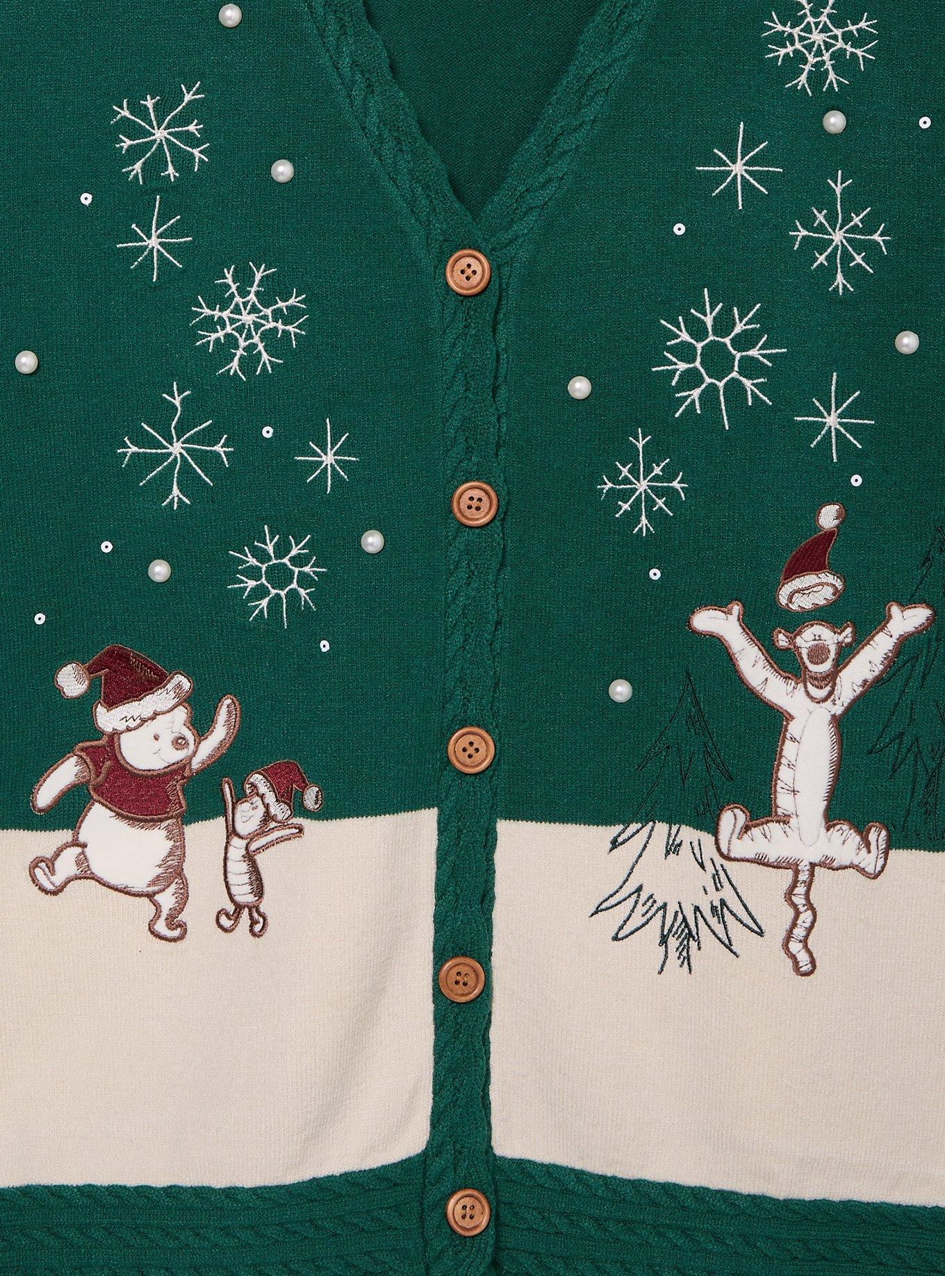 Disney Winnie the Pooh Holiday Scene Women's Plus Size Cardigan - BoxLunch Exclusive, MULTI, alternate