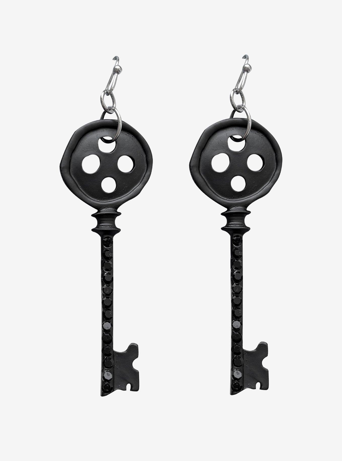 Coraline Button Key Drop Earrings, , hi-res