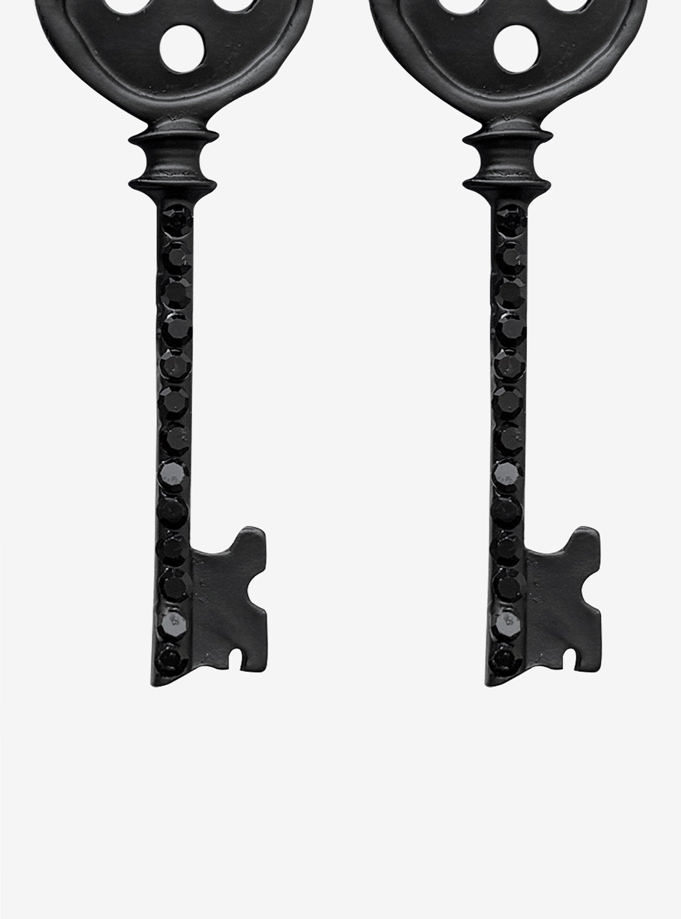 Coraline Button Key Drop Earrings, , alternate