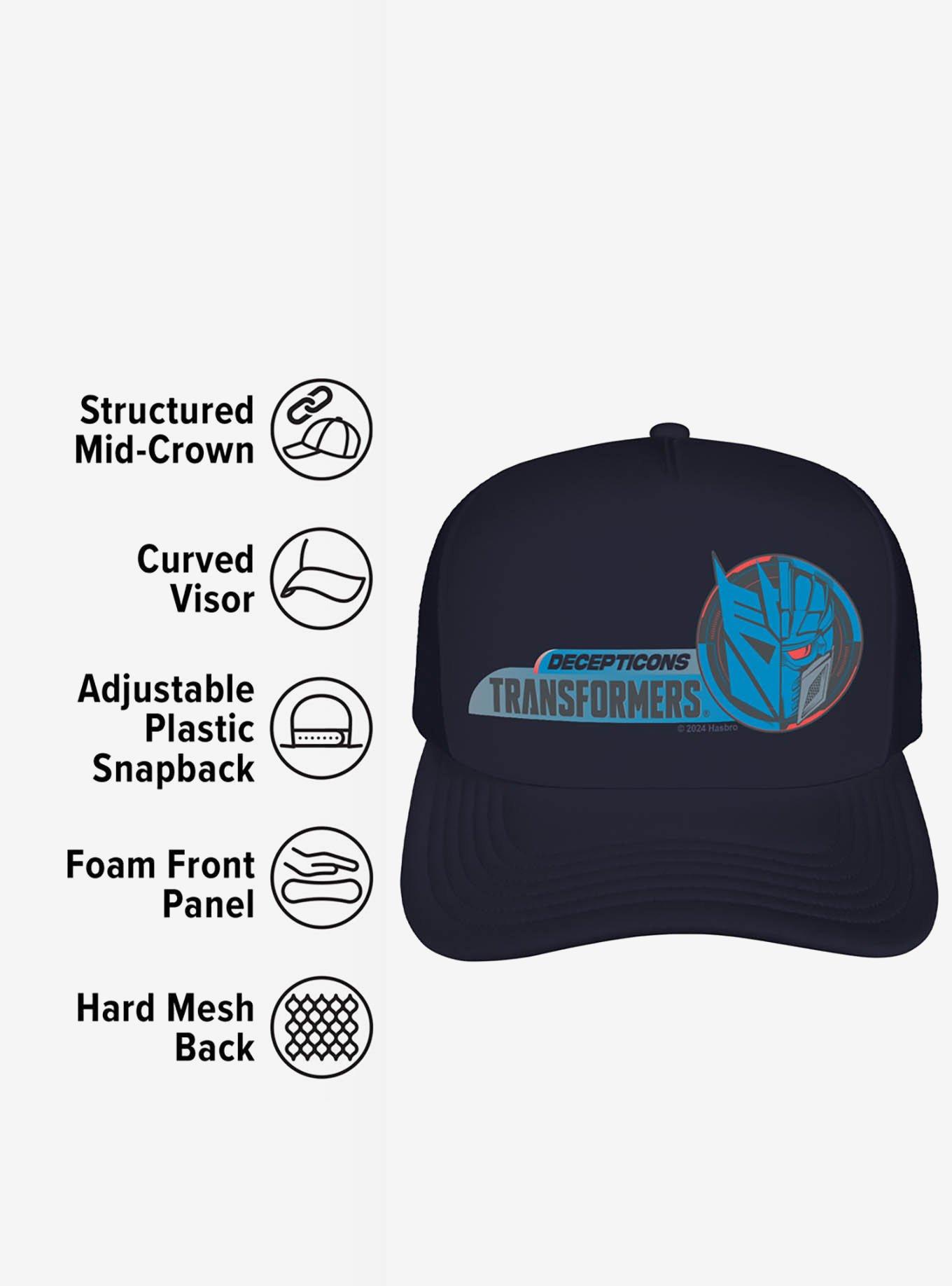 Transformers Split Face Barricade Foam Trucker Hat, , alternate