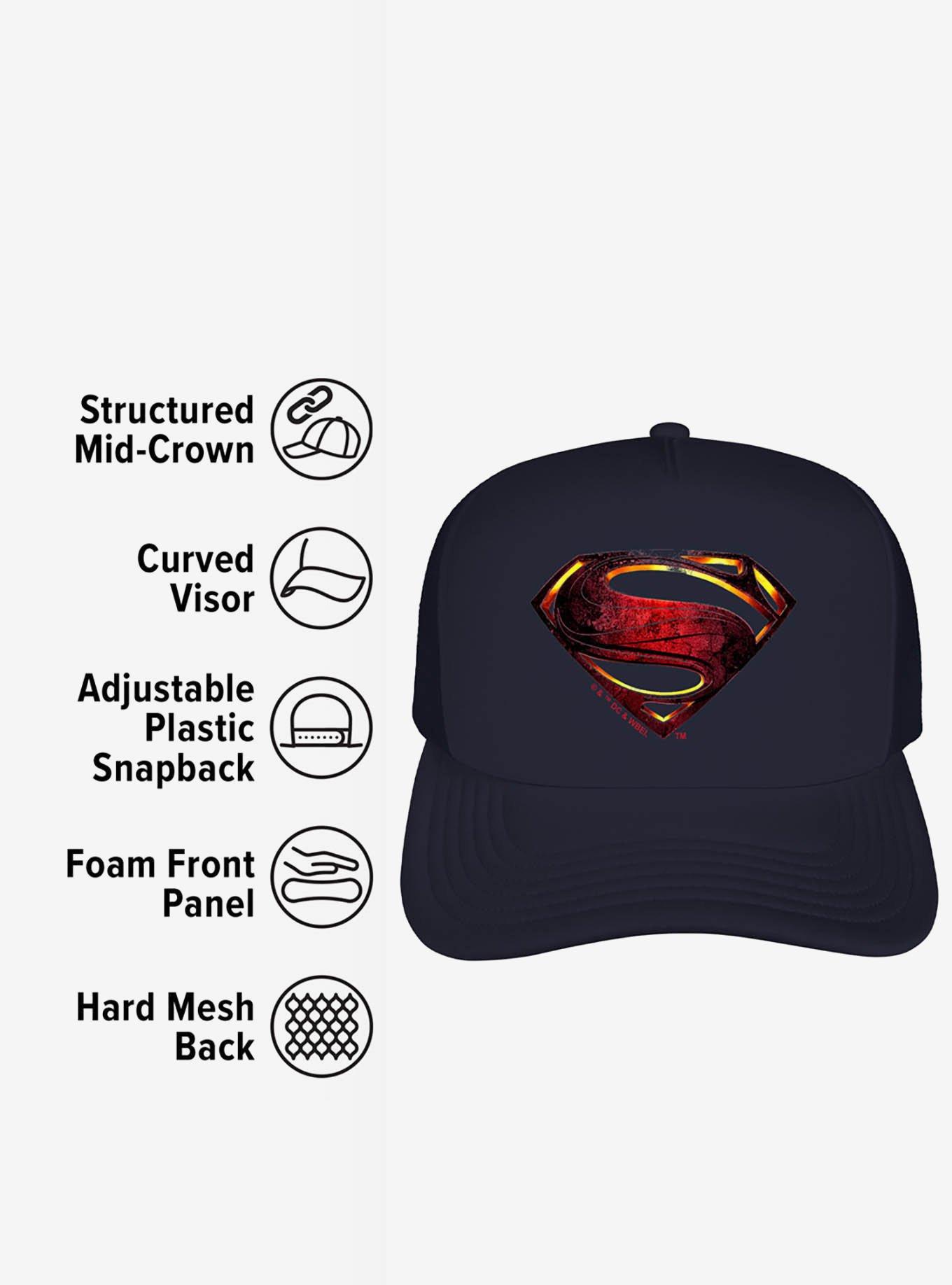 Justice League Superman Logo Foam Trucker Hat, , alternate