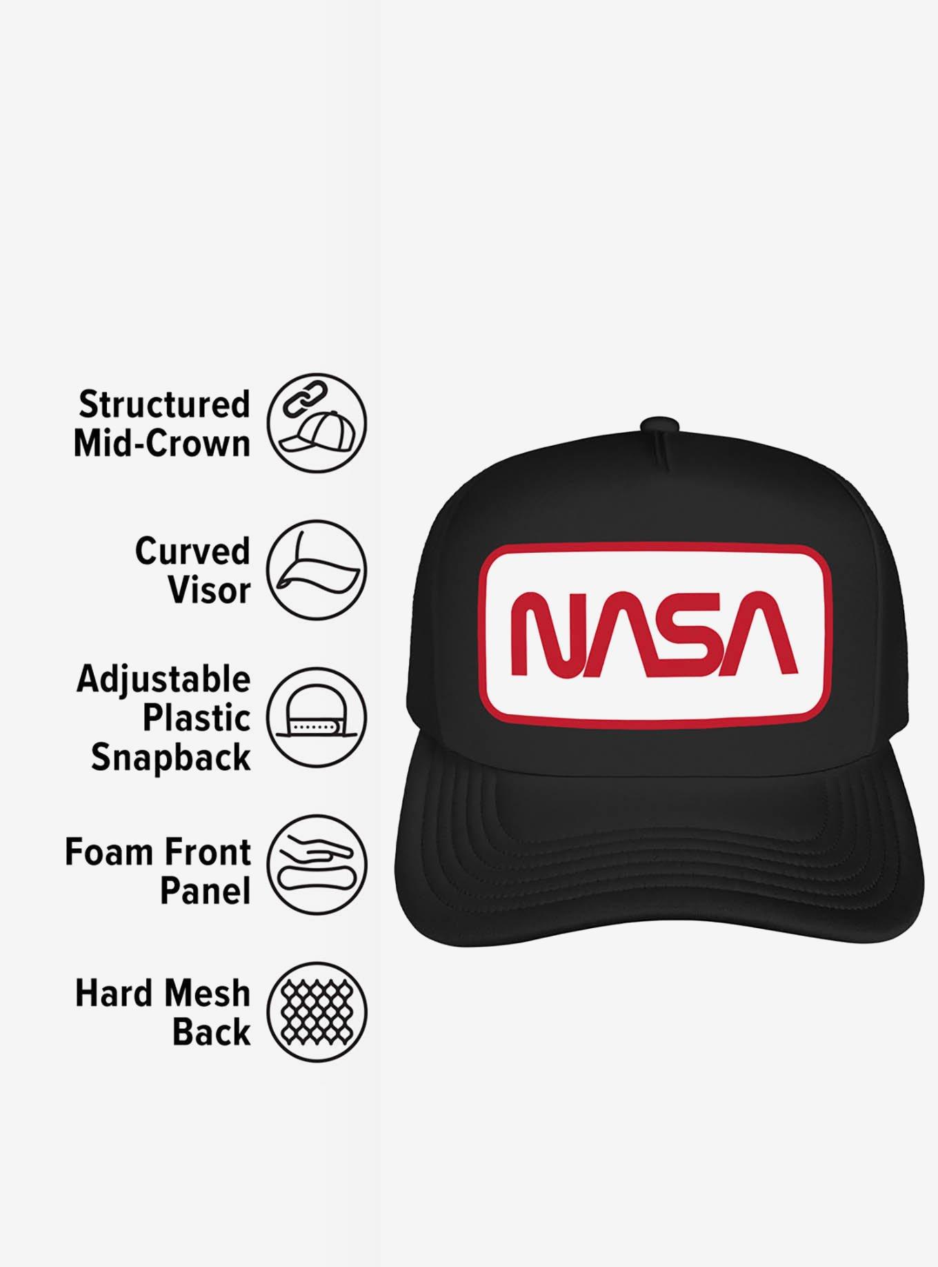 NASA Rectagular Worm Logo Foam Trucker Hat, , alternate