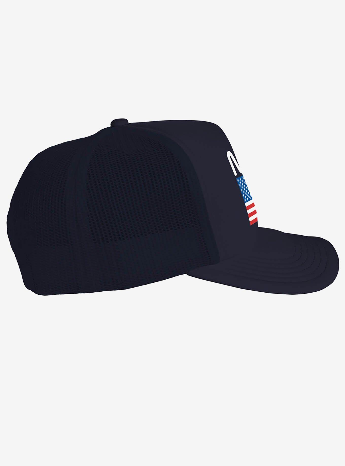 NASA American Flag Worm Logo Foam Trucker Hat, , alternate