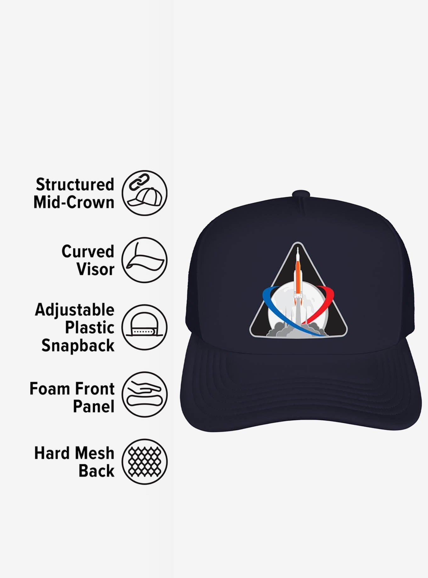 NASA Exploration Mission 1 Patch Foam Trucker Hat, , alternate