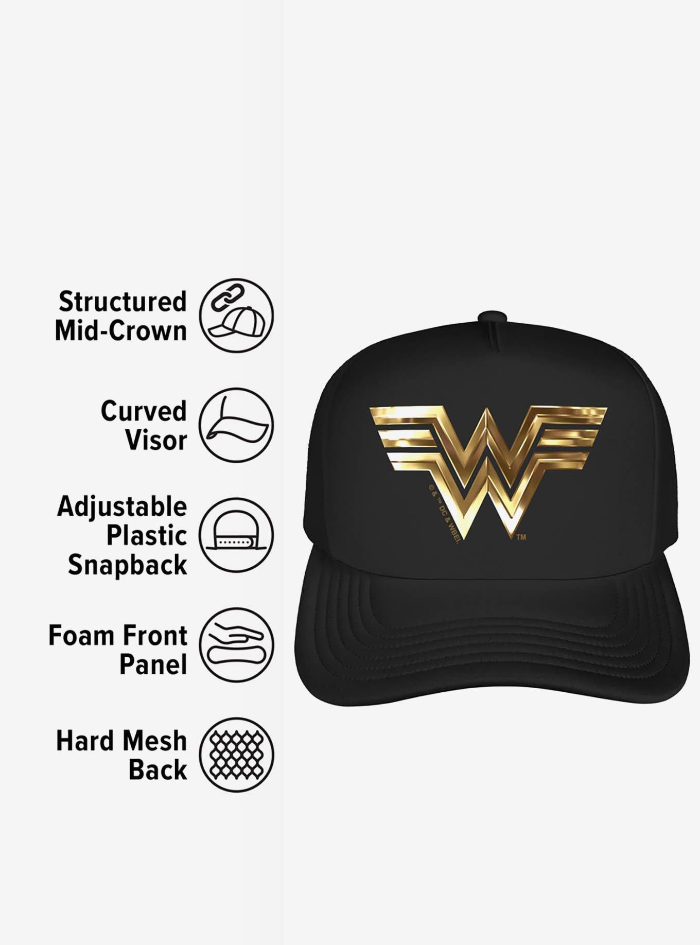 Wonder Woman Golden Logo Foam Trucker Hat, , alternate