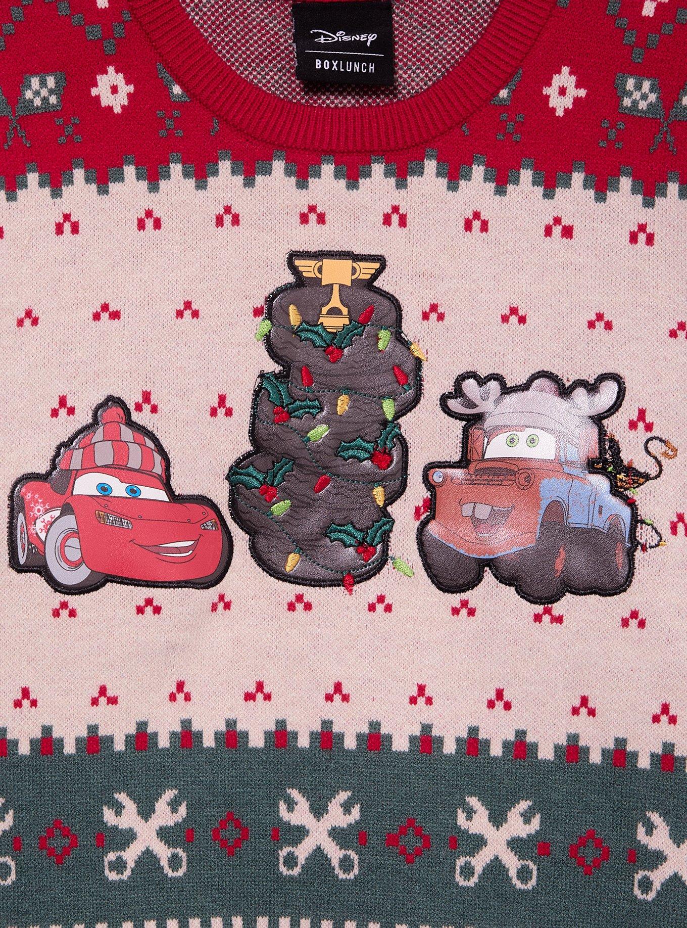 Disney Pixar Cars Lightning McQueen & Mater Holiday Youth Sweater - BoxLunch Exclusive, RED, alternate