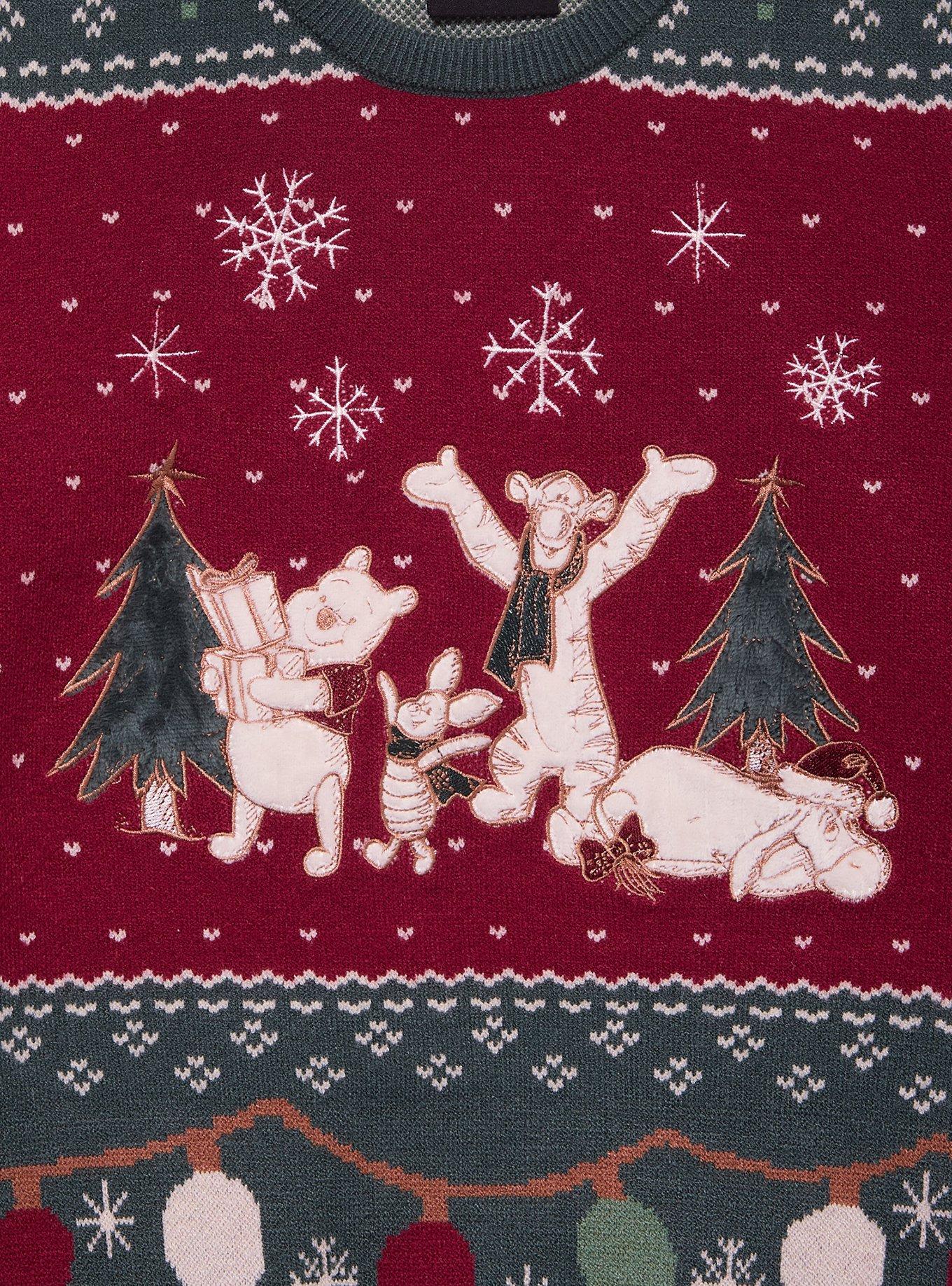 Disney Winnie the Pooh Group Portrait Youth Holiday Sweater - BoxLunch Exclusive, RED, alternate