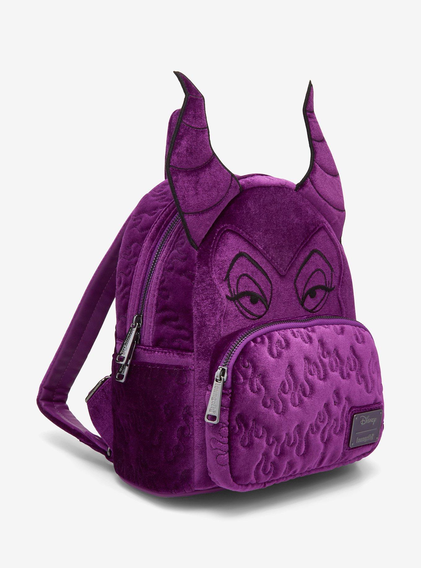Loungefly Disney Sleeping Beauty Purple Velvet Maleficent Figural Mini Backpack - BoxLunch Exclusive, , hi-res