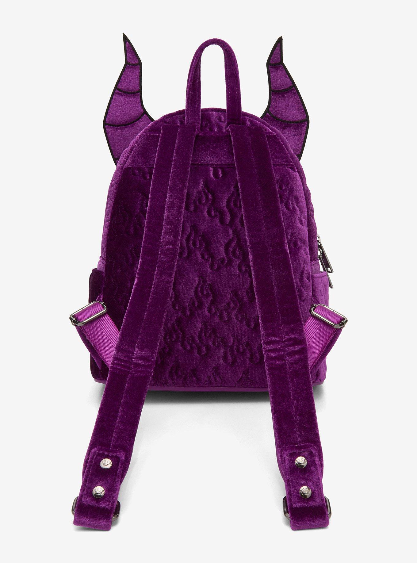 Loungefly Disney Sleeping Beauty Purple Velvet Maleficent Figural Mini Backpack - BoxLunch Exclusive, , alternate