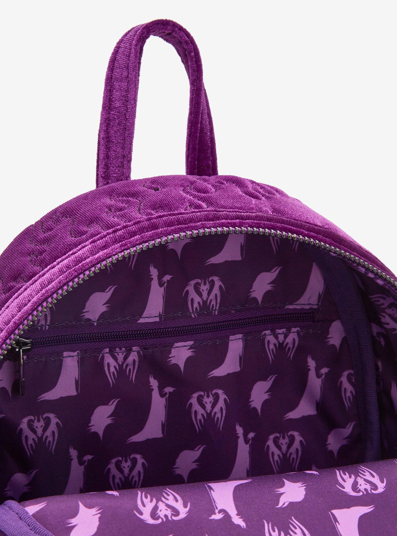 Loungefly Disney Sleeping Beauty Purple Velvet Maleficent Figural Mini Backpack - BoxLunch Exclusive, , alternate