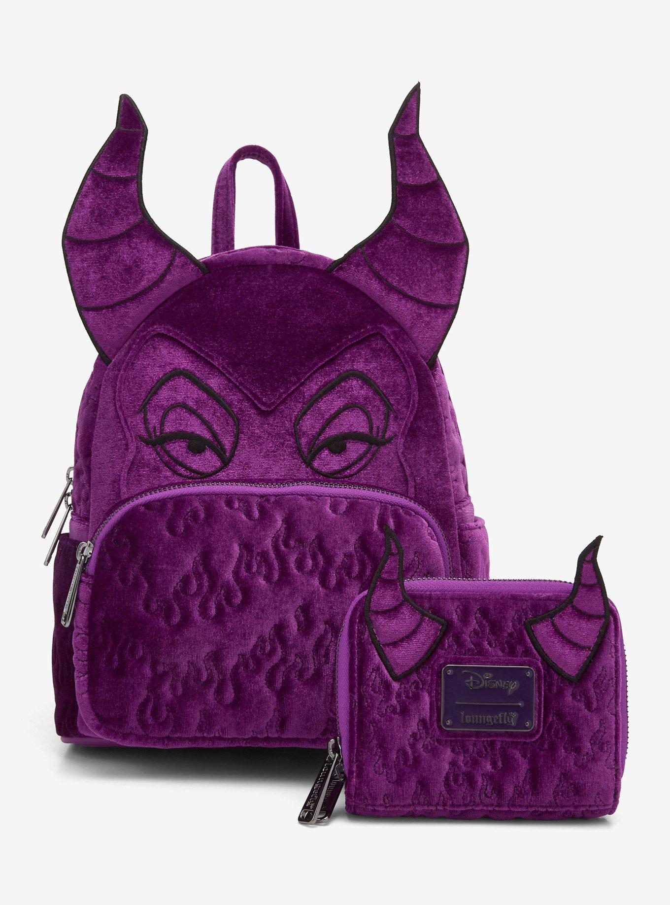 Loungefly Disney Sleeping Beauty Purple Velvet Maleficent Figural Mini Backpack - BoxLunch Exclusive, , alternate