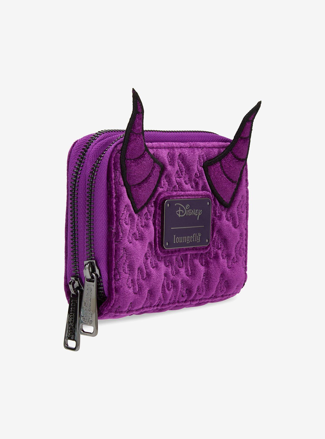 Loungefly Disney Sleeping Beauty Purple Velvet Maleficent Horns Small Accordion Wallet - BoxLunch Exclusive, , hi-res