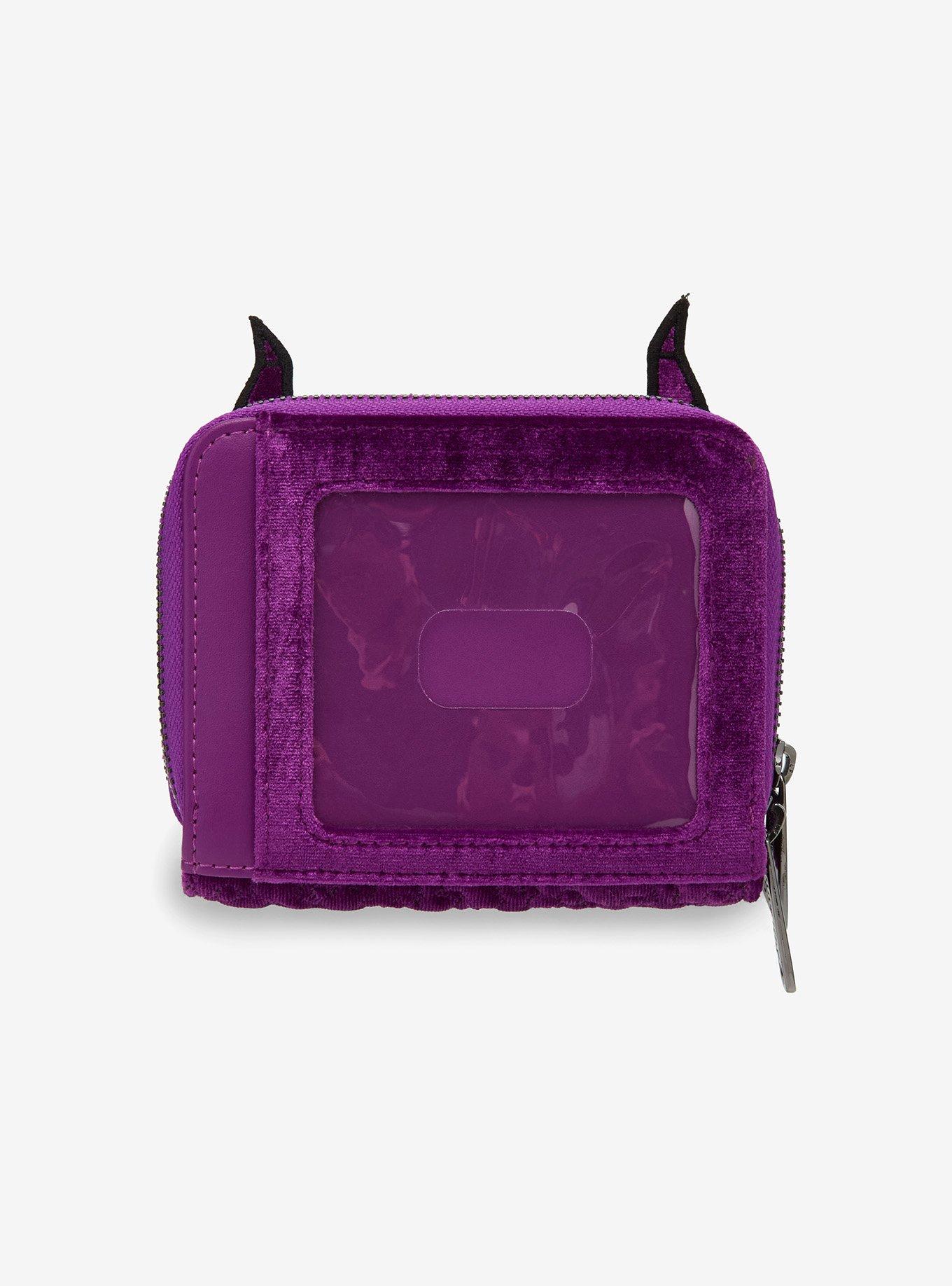 Loungefly Disney Sleeping Beauty Purple Velvet Maleficent Horns Small Accordion Wallet - BoxLunch Exclusive, , alternate