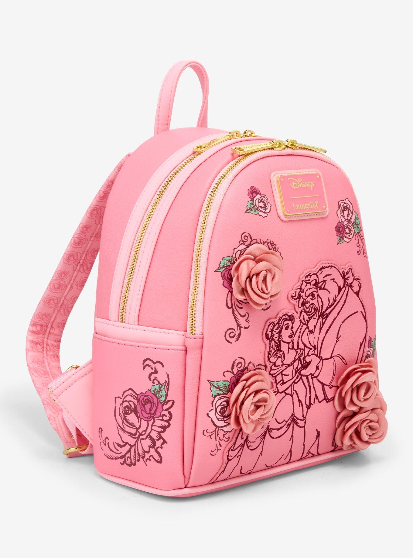 Loungefly Disney Beauty and the Beast Pink Roses Mini Backpack — BoxLunch Exclusive, , hi-res