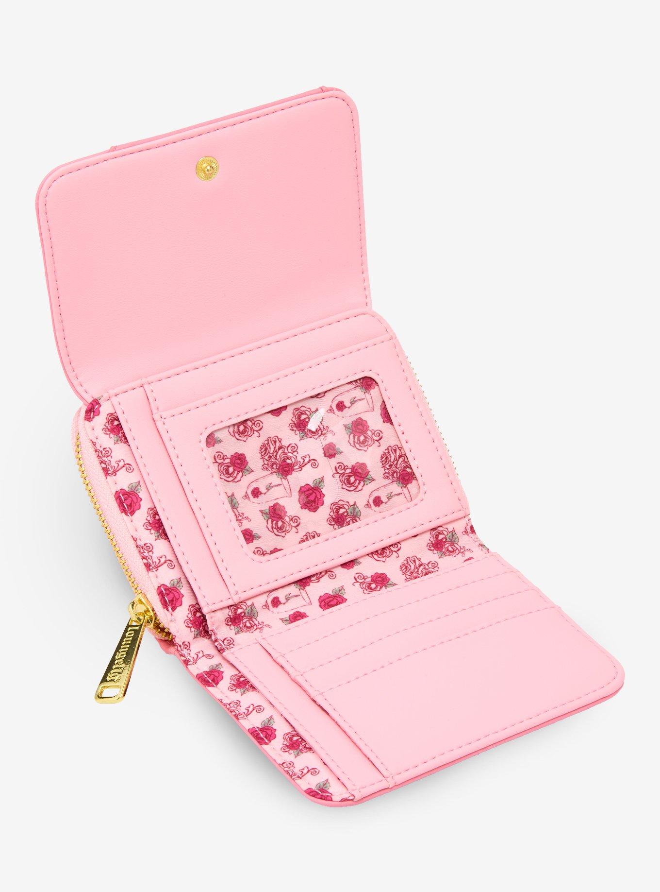 Loungefly Disney Beauty and the Beast Pink Roses Zip Wallet — BoxLunch Exclusive