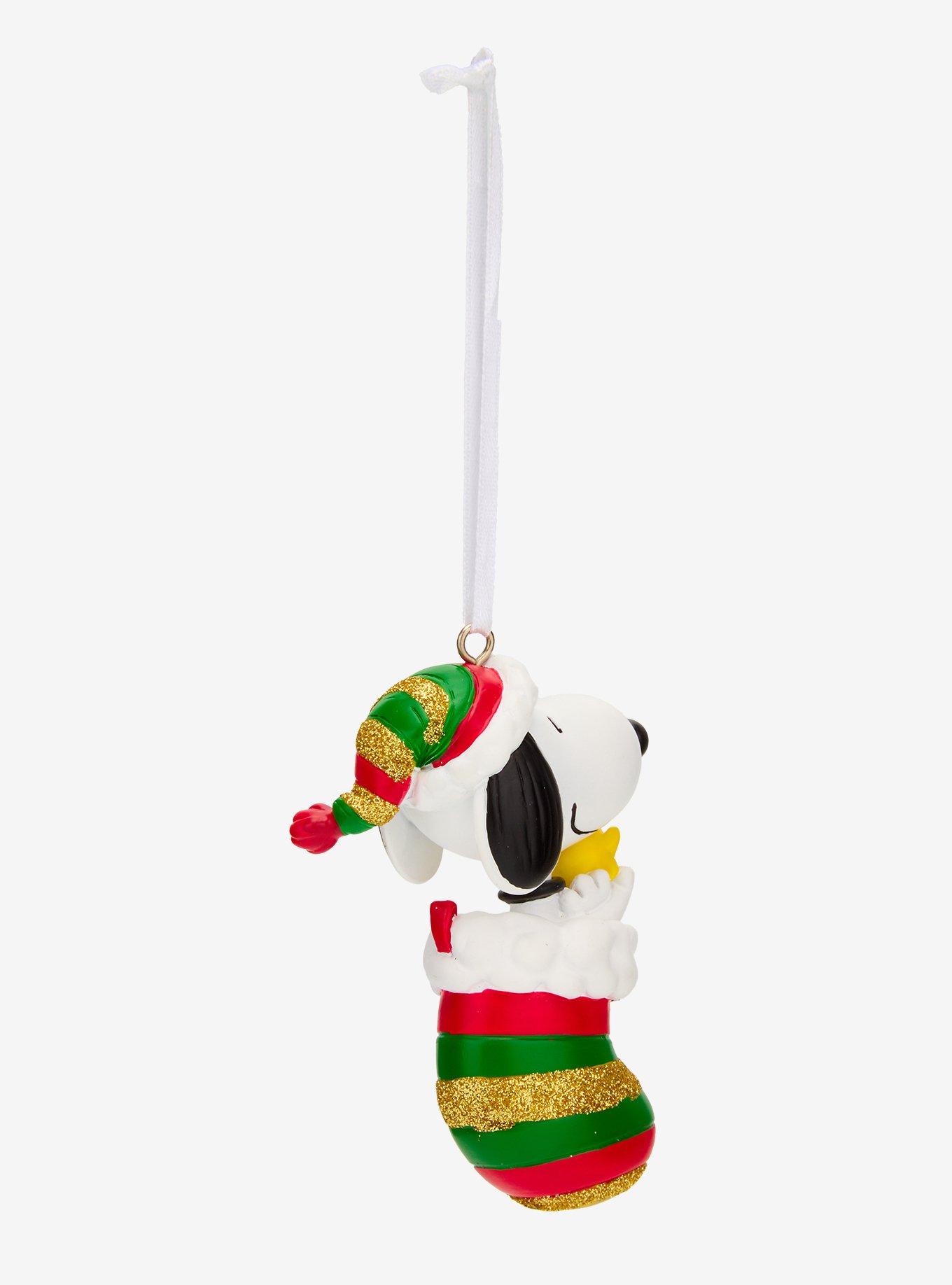 Hallmark Peanuts Snoopy and Woodstock Stocking Figural Ornament, , alternate