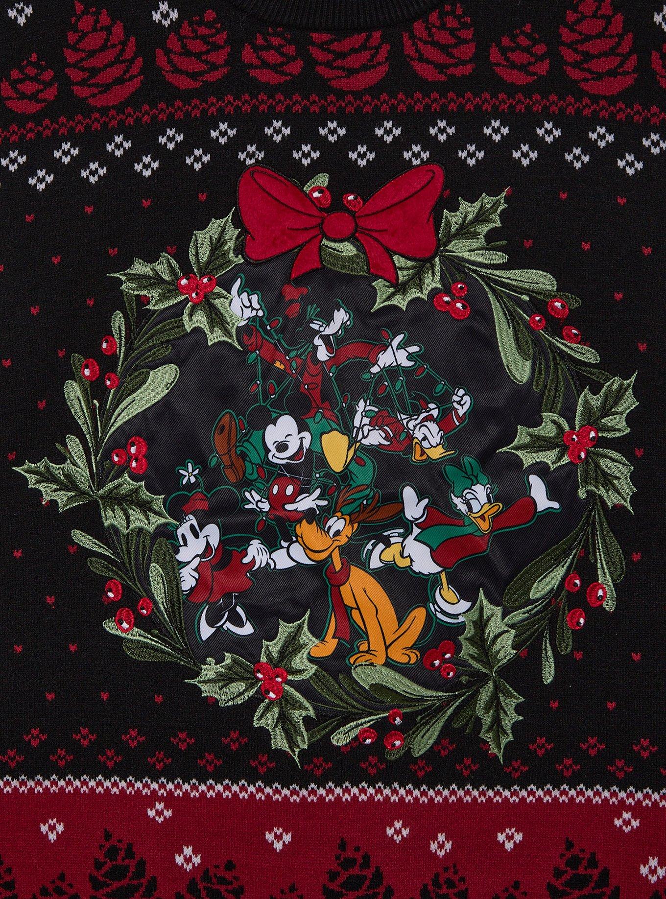 Disney Mickey & Friends Wreath Holiday Sweater, MULTI, alternate - view 3