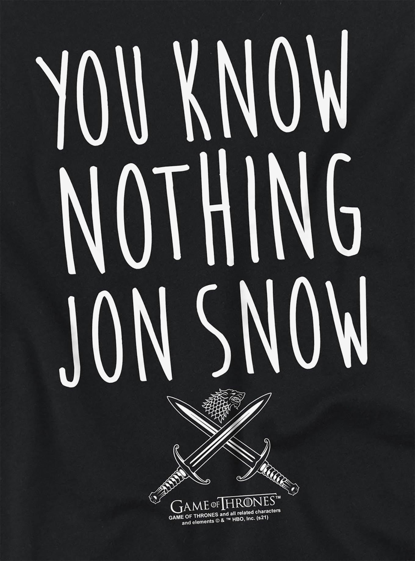 Game of Thrones "You Know Nothing Jon Snow" Girls Crop Top T-Shirt, BLACK, alternate