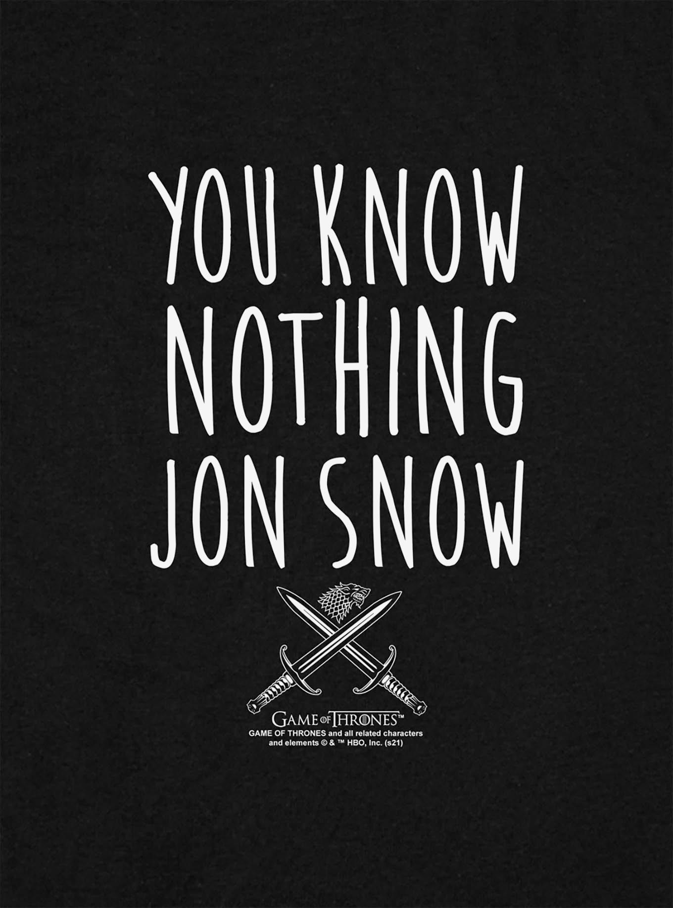 Game of Thrones "You Know Nothing Jon Snow" Cap Sleeve Baby Rib Women's Crop Top, BLACK, alternate