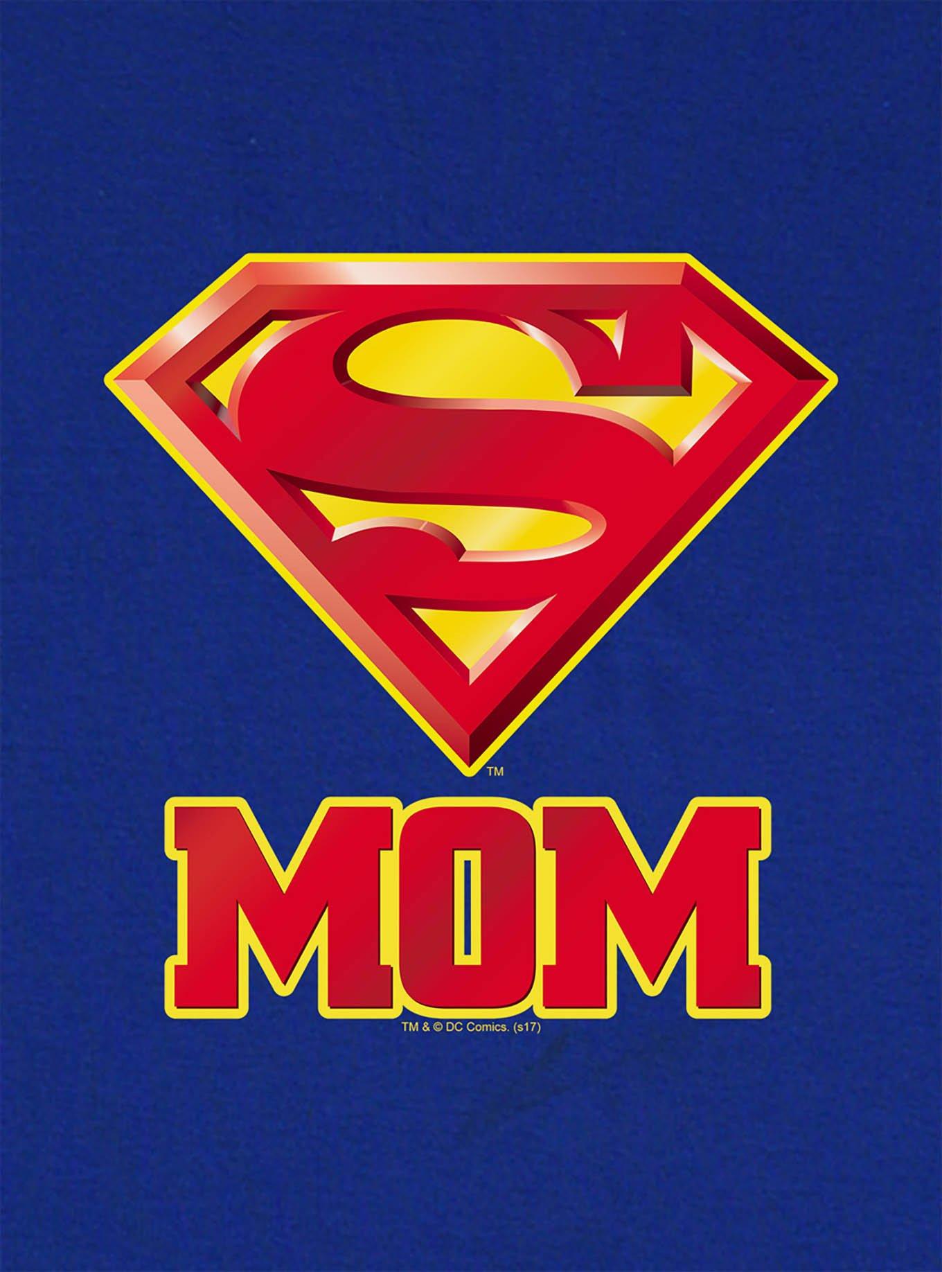 DC Comics Superman "Super Mom" Cap Sleeve Baby Rib Women's Crop Top, ROYAL BLUE, alternate