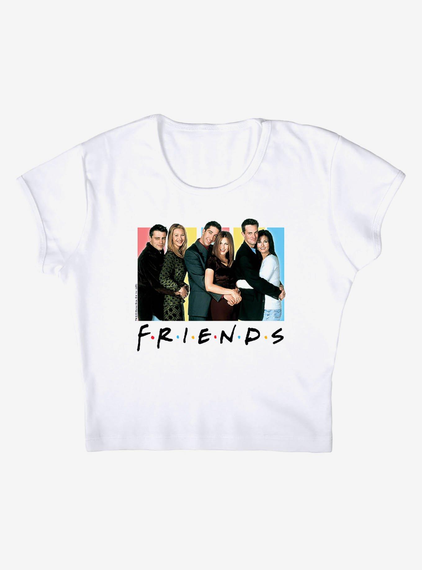 Friends Cast Logo Cap Sleeve Baby Rib Women's Crop Top, BRIGHT WHITE, alternate