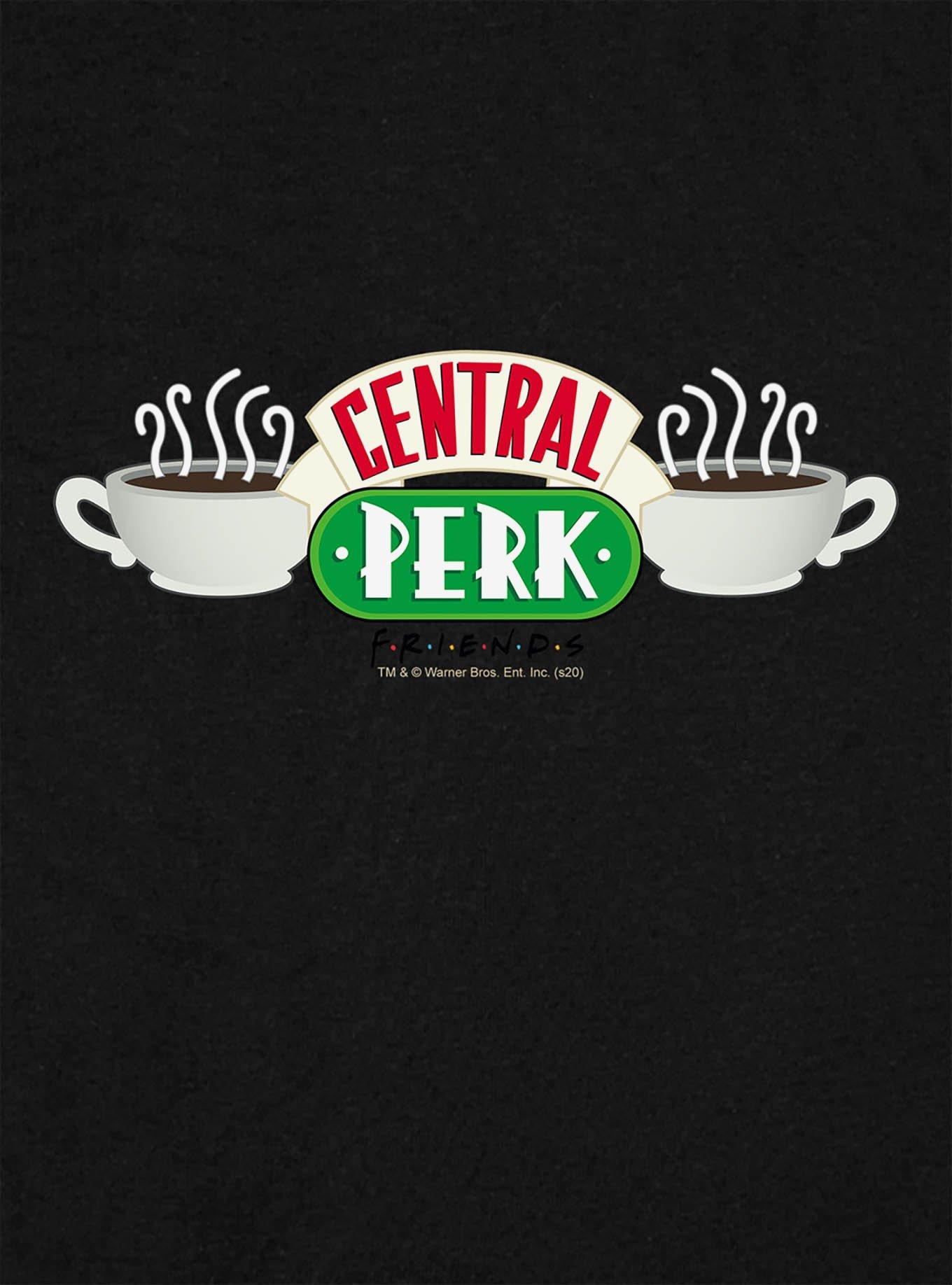 Friends "Central Perk" Logo Cap Sleeve Baby Rib Women's Crop Top, BLACK, alternate
