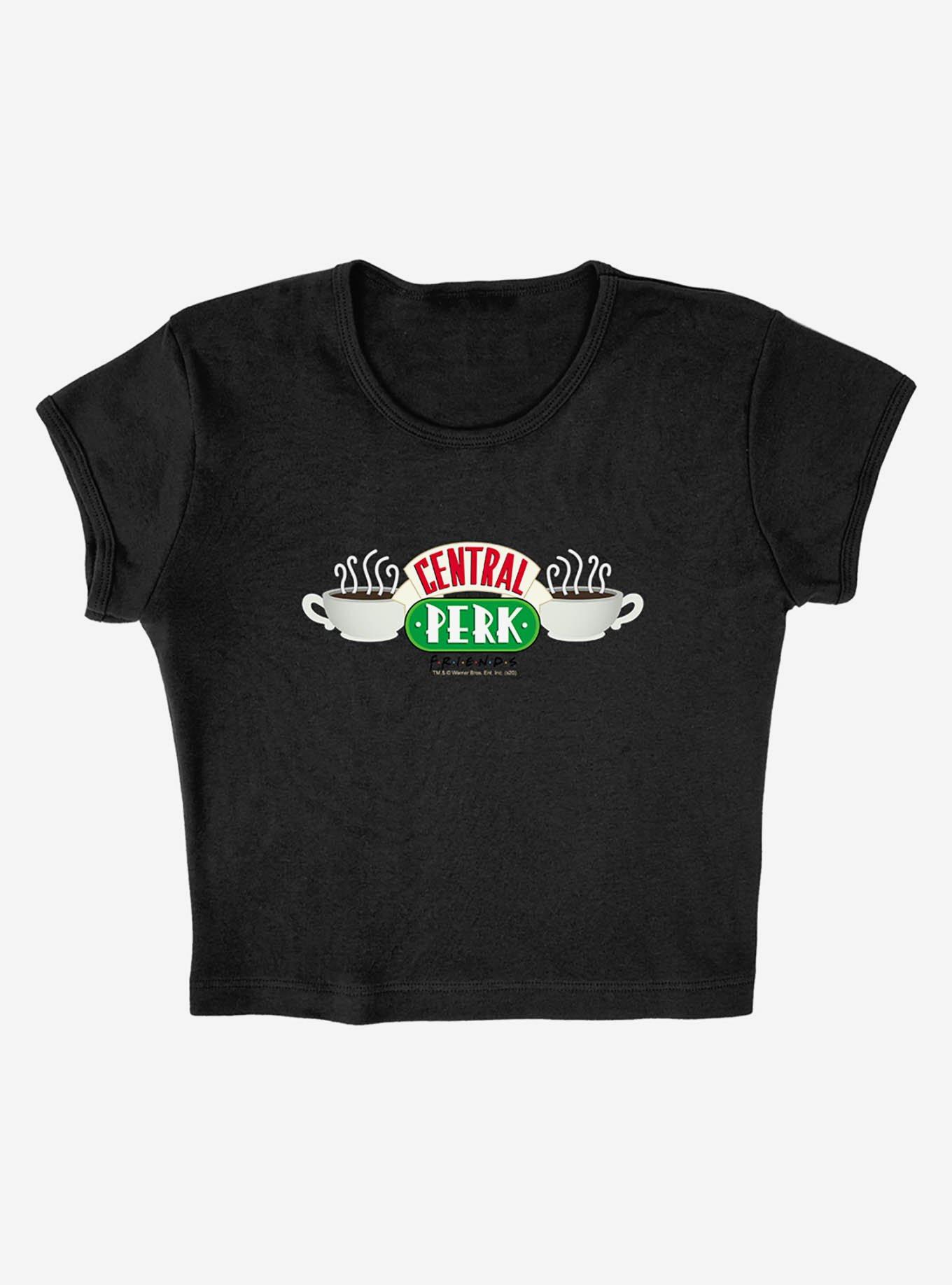 Friends "Central Perk" Logo Cap Sleeve Baby Rib Women's Crop Top, BLACK, alternate