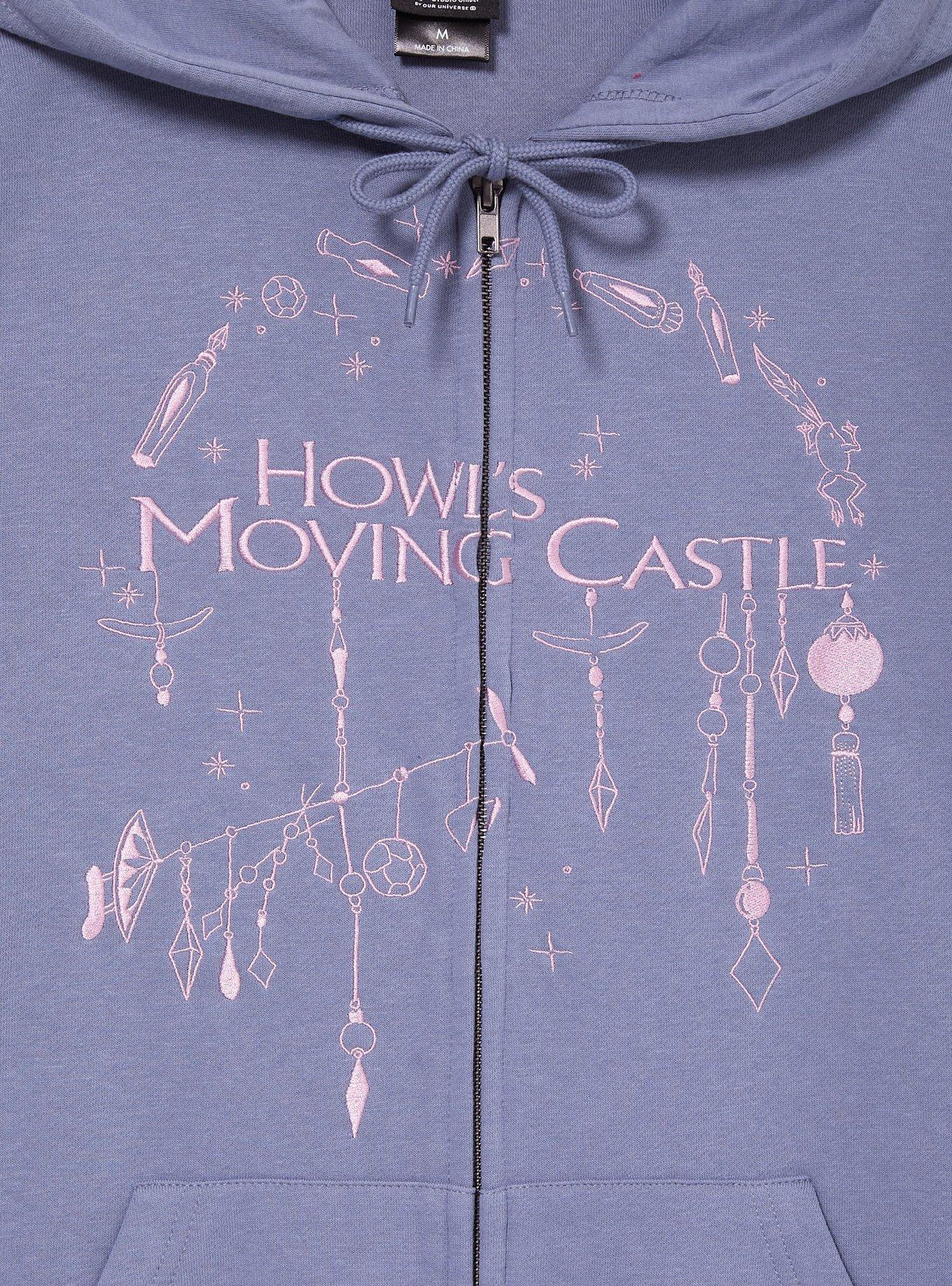 Studio Ghibli® Howl's Moving Castle Embroidered Tonal Icons Zippered Hoodie - BoxLunch Exclusive, STEEL BLUE, alternate