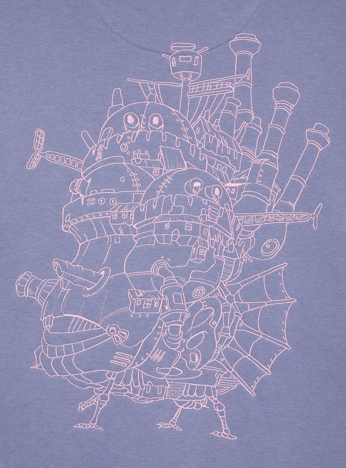 Studio Ghibli® Howl's Moving Castle Embroidered Tonal Icons Zippered Hoodie - BoxLunch Exclusive, STEEL BLUE, alternate