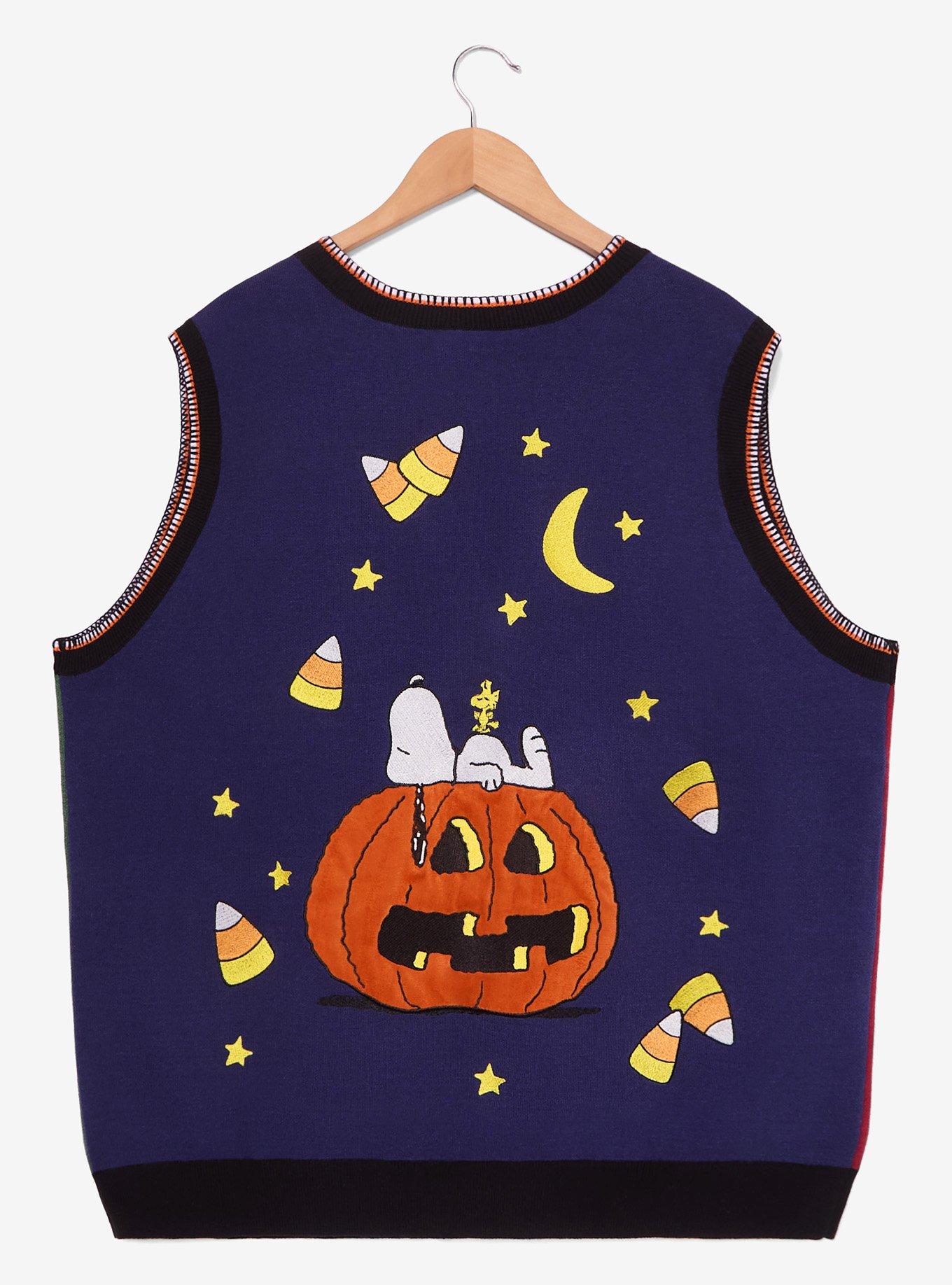 Peanuts Characters Halloween Color-Block Sweater Vest Plus Size, , hi-res